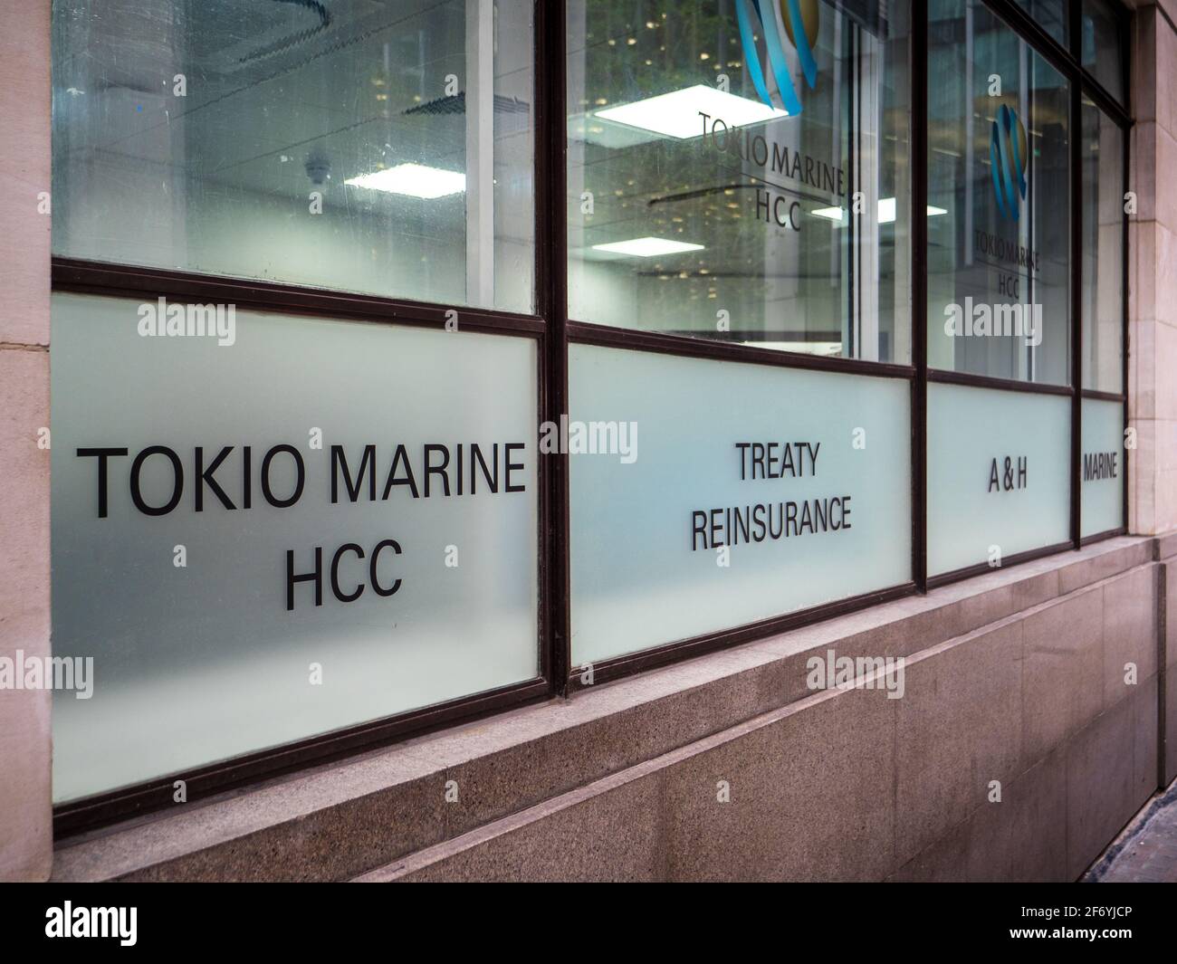 Uffici della Tokio Marine HCC Insurance Company nel distretto finanziario della città di Londra. Tokio Marine HCC è un gruppo internazionale di assicurazioni specialistiche. Foto Stock