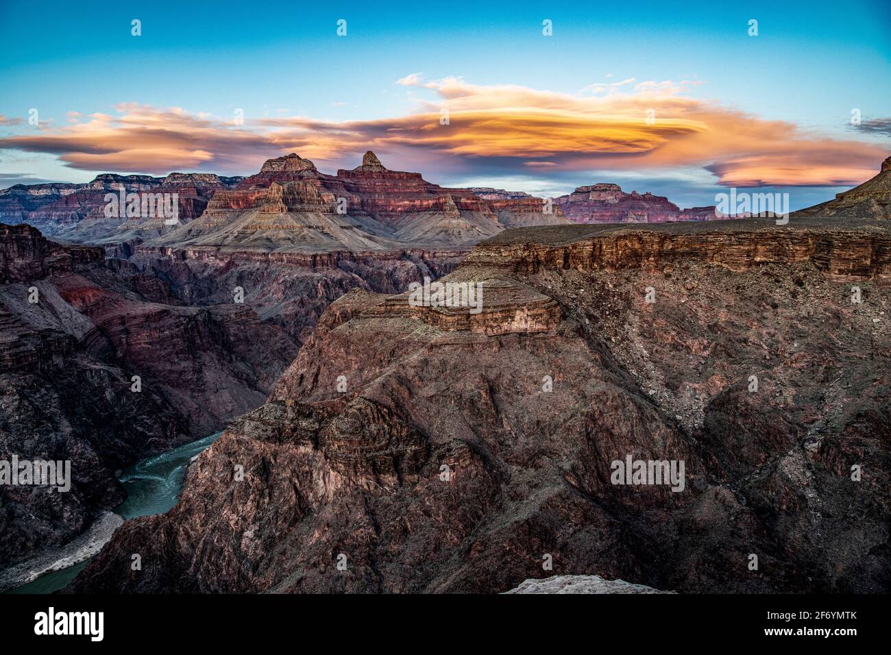 Vista al tramonto del Grand Canyon da Plateau Point Foto Stock