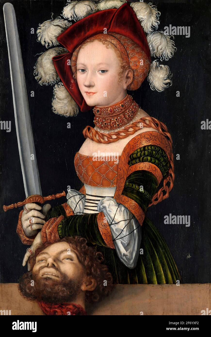 Judith con il capo di Holofernes di Lucas Cranach il Vecchio (1472-1553), olio su pannello, c.1530. Metropolitan Museum of Art, versione NY. Foto Stock