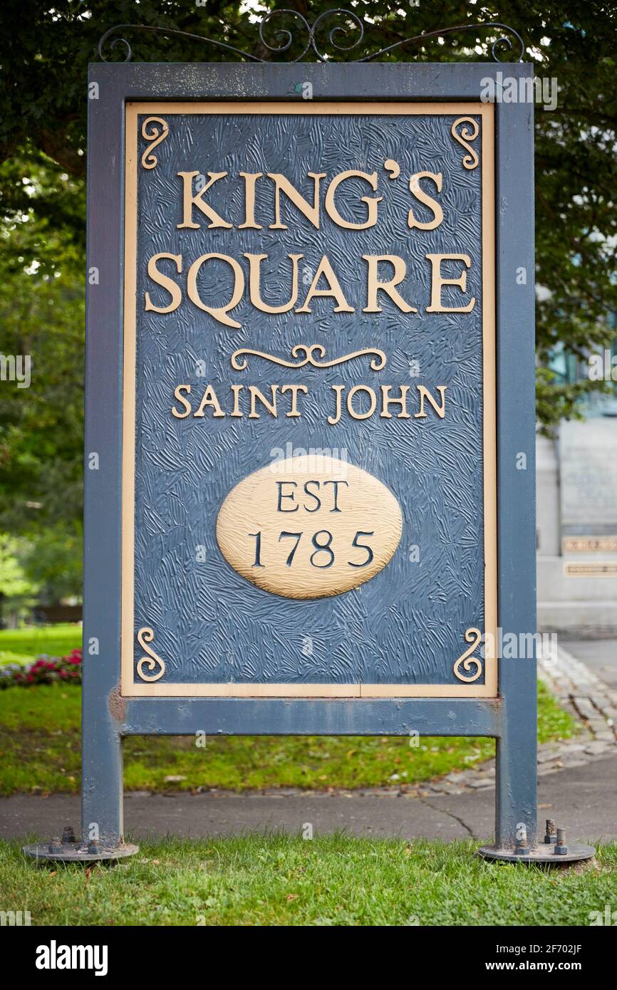 Placca di Piazza del Re a Saint John New Brunswick Canada Foto Stock