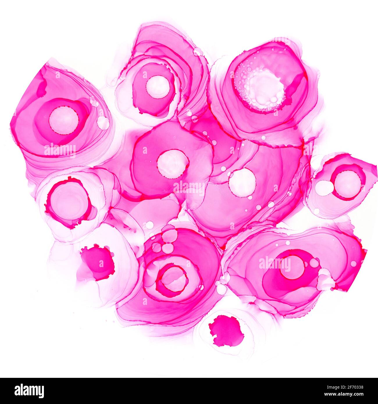 Alcol inchiostro rosa struttura. Sfondo astratto al neon rosa con fiori. Flusso floreale traslucido astratto. Design moderno fluido color porpora Foto Stock