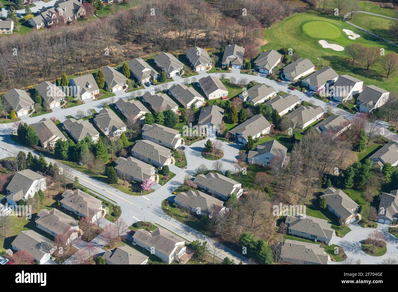 Vista aerea del quartiere suburbano, Pennsylvania, USA Foto Stock