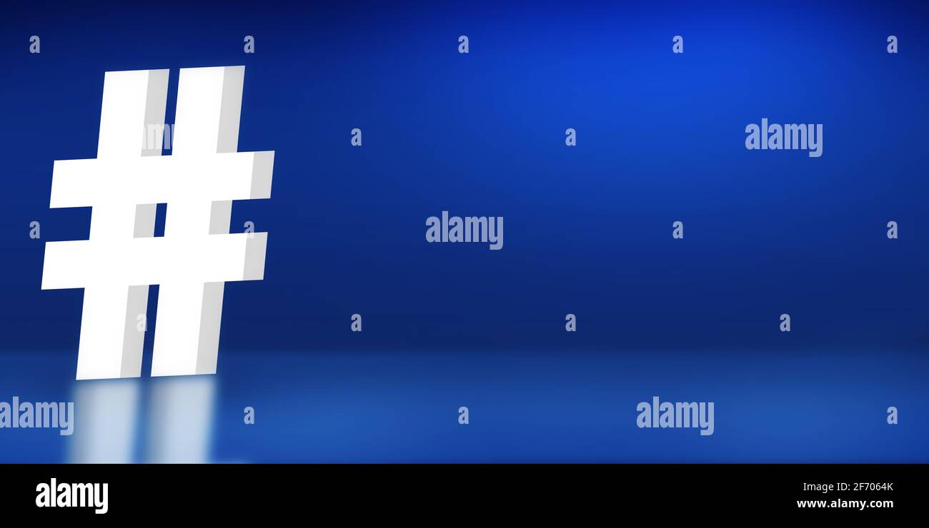 Moderna icona di rendering hashtag 3D su uno sfondo rosso. Sfondo 3D astratto con spazio libero. Foto Stock
