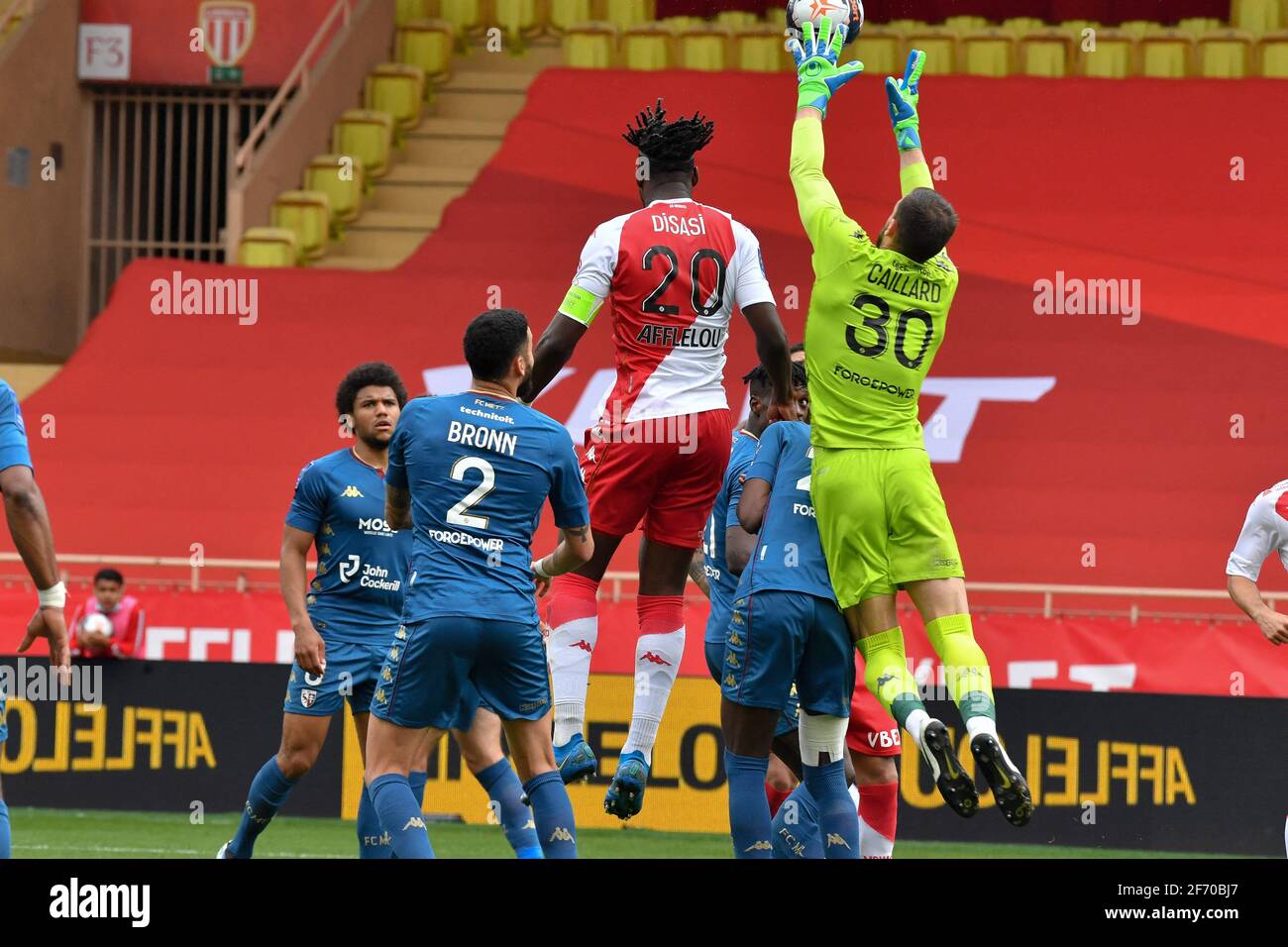 Monaco. 03 Apr 2021. Calcio: COME Monaco vs FC Metz match durante Ligue 1 Uber mangia allo Stade Louis II, a Monaco, il 03 aprile 2021. Photo by Lionel Urman/ABACAPRESS.COM Credit: Abaca Press/Alamy Live News Foto Stock