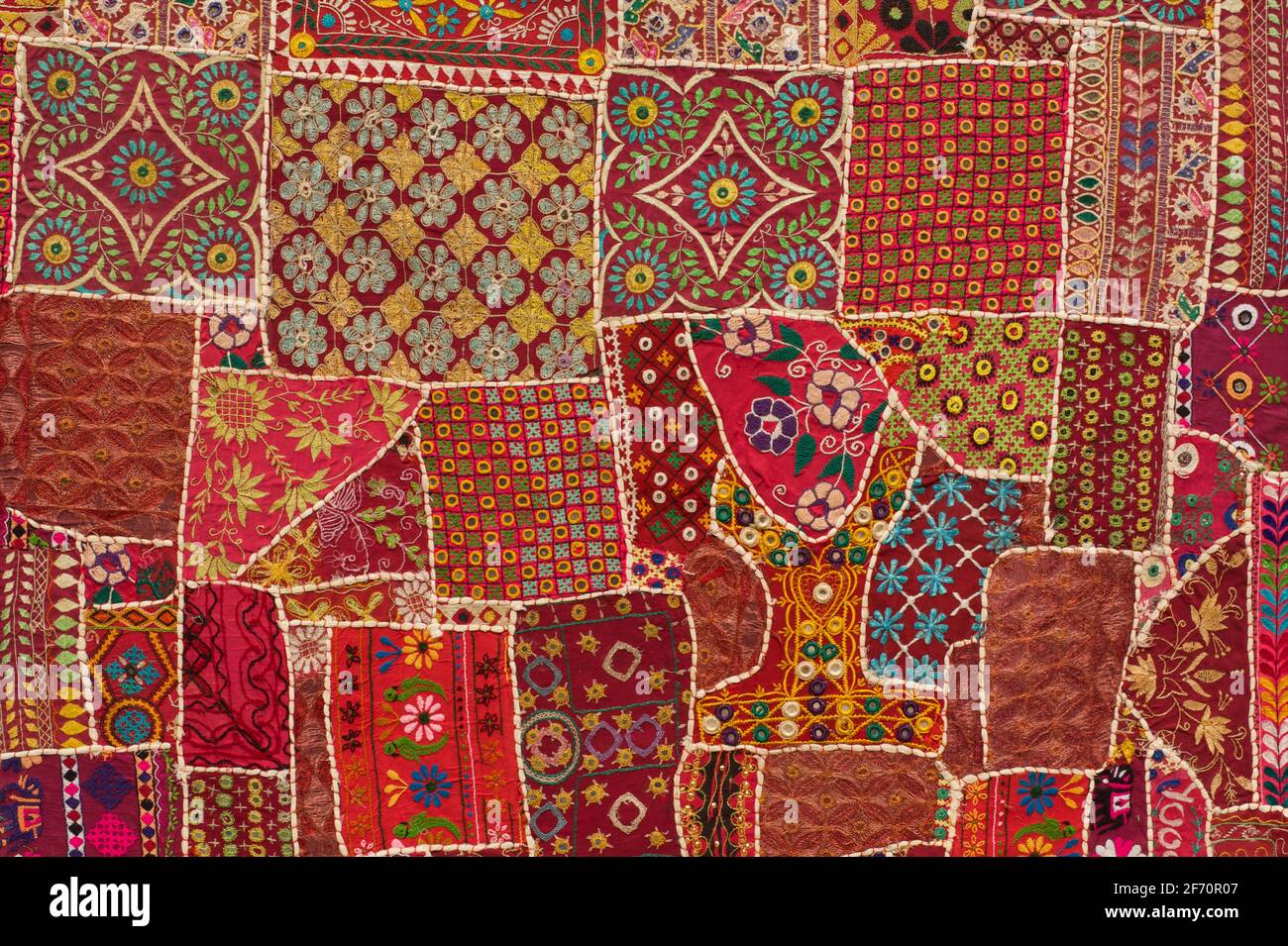 Dettaglio del tessile di Rajasthani, Jaisalmer, Rajasthan, India Foto Stock