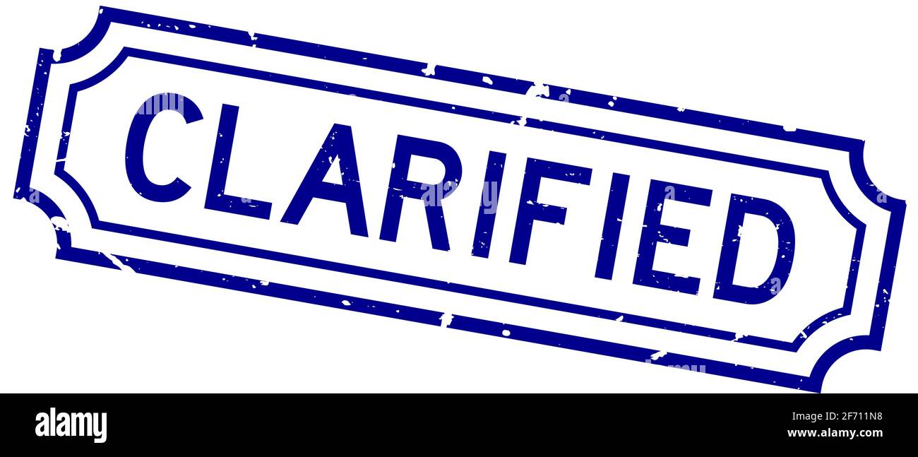 Grunge blu chiarificato parola guarnizione in gomma stampigliata su sfondo bianco Illustrazione Vettoriale