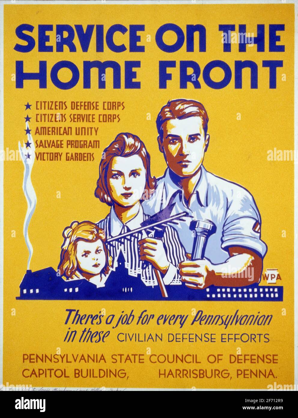 Un poster vintage della prima guerra mondiale che fa pubblicità alla Home Front Foto Stock