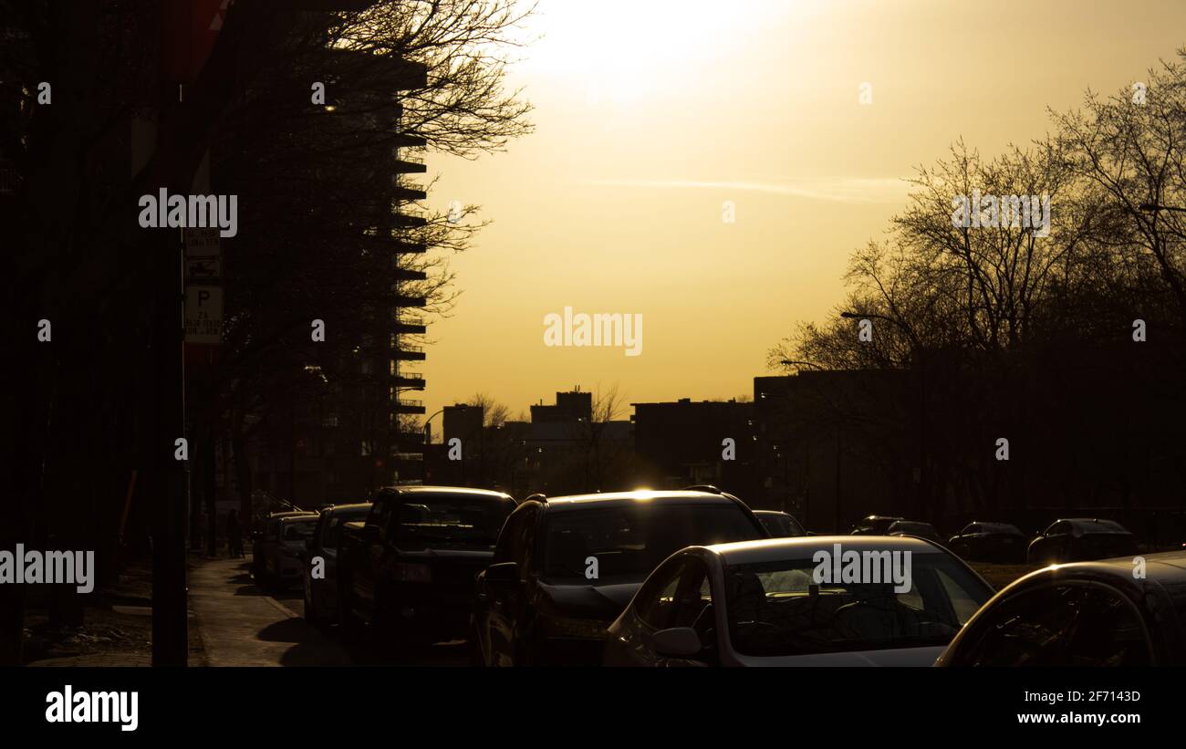 Bellissimo tramonto su Côte-des-Neiges a Montreal Foto Stock