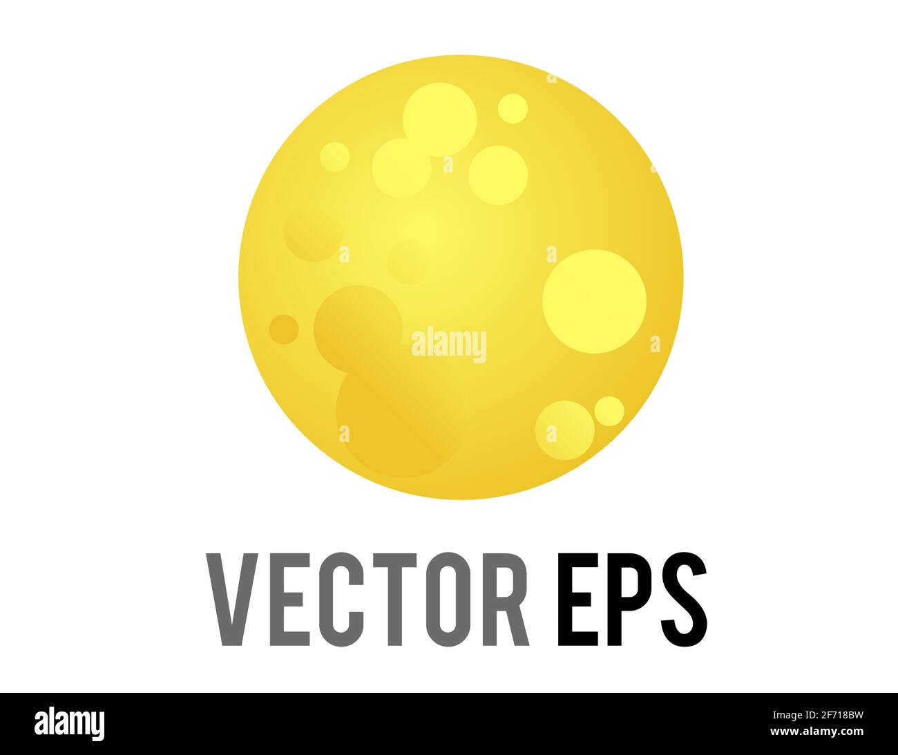 L'icona a forma di luna piena di giallo dorato, vettore isolato, raffigura un disco pieno e craterato, completamente illuminato dal sole Illustrazione Vettoriale