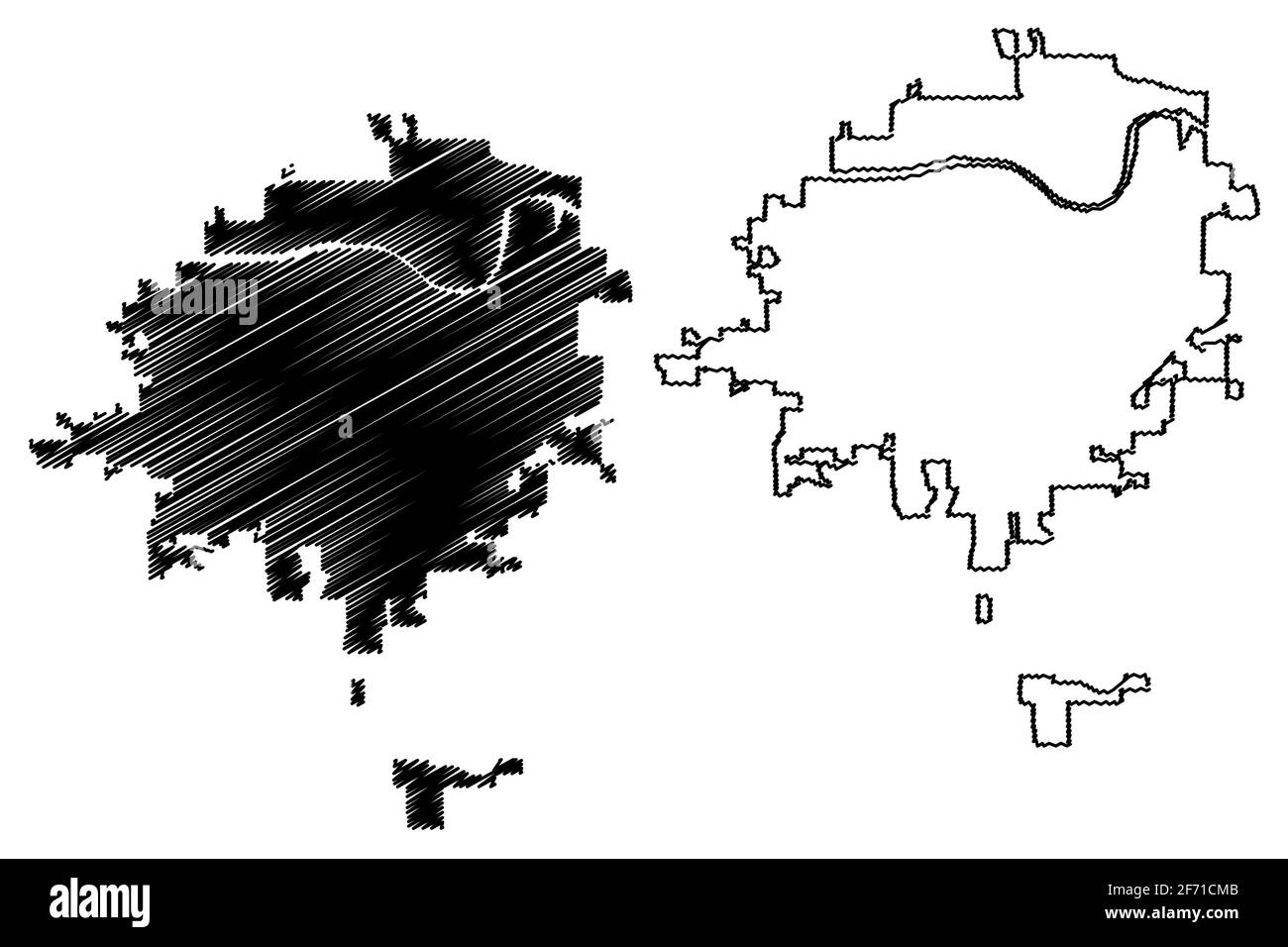 Topeka City, Kansas (città degli Stati Uniti, Stati Uniti d'America, città degli stati uniti) mappa vettoriale illustrazione, schizzo scrimolo Città di Topeka mappa Illustrazione Vettoriale