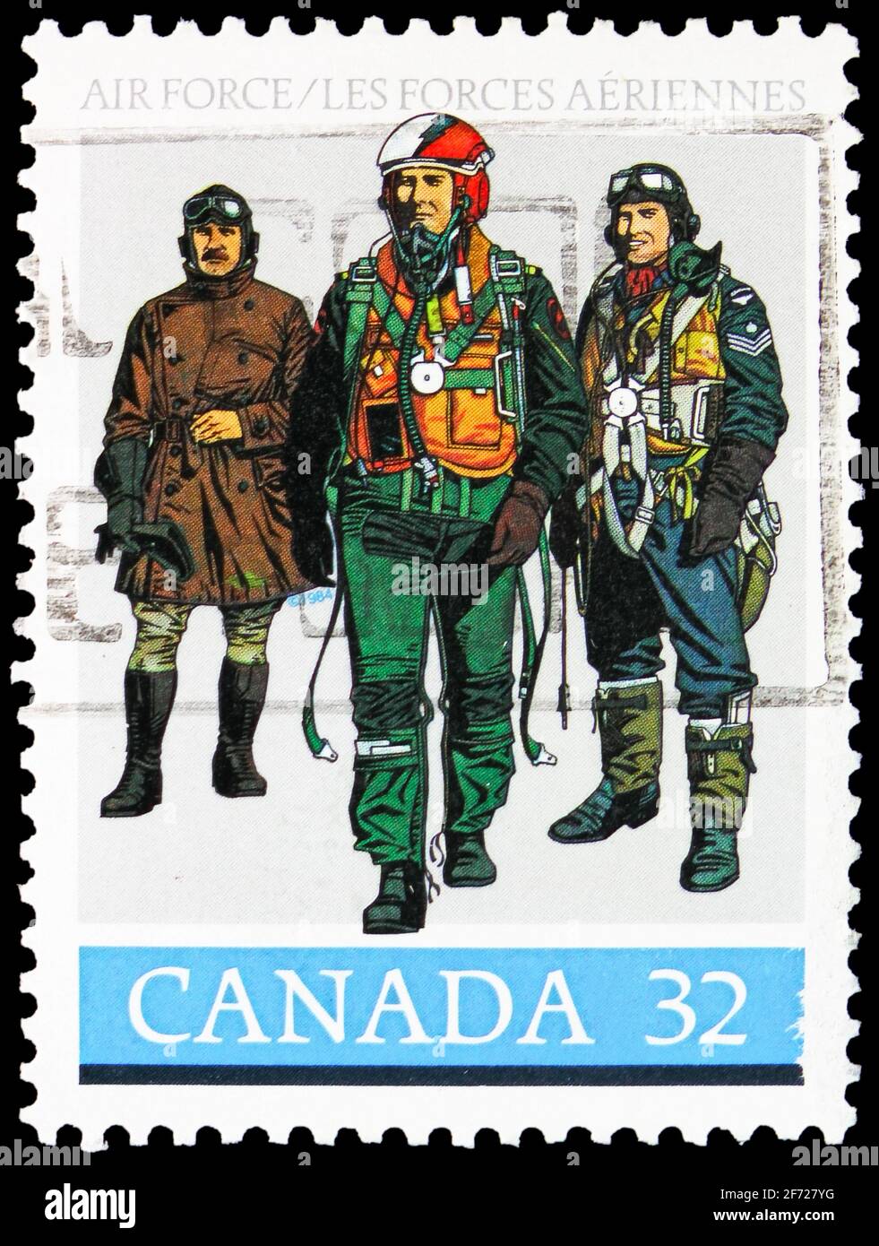 MOSCA, RUSSIA - 28 FEBBRAIO 2021: Francobollo stampato in Canada mostra Air Force, circa 1984 Foto Stock