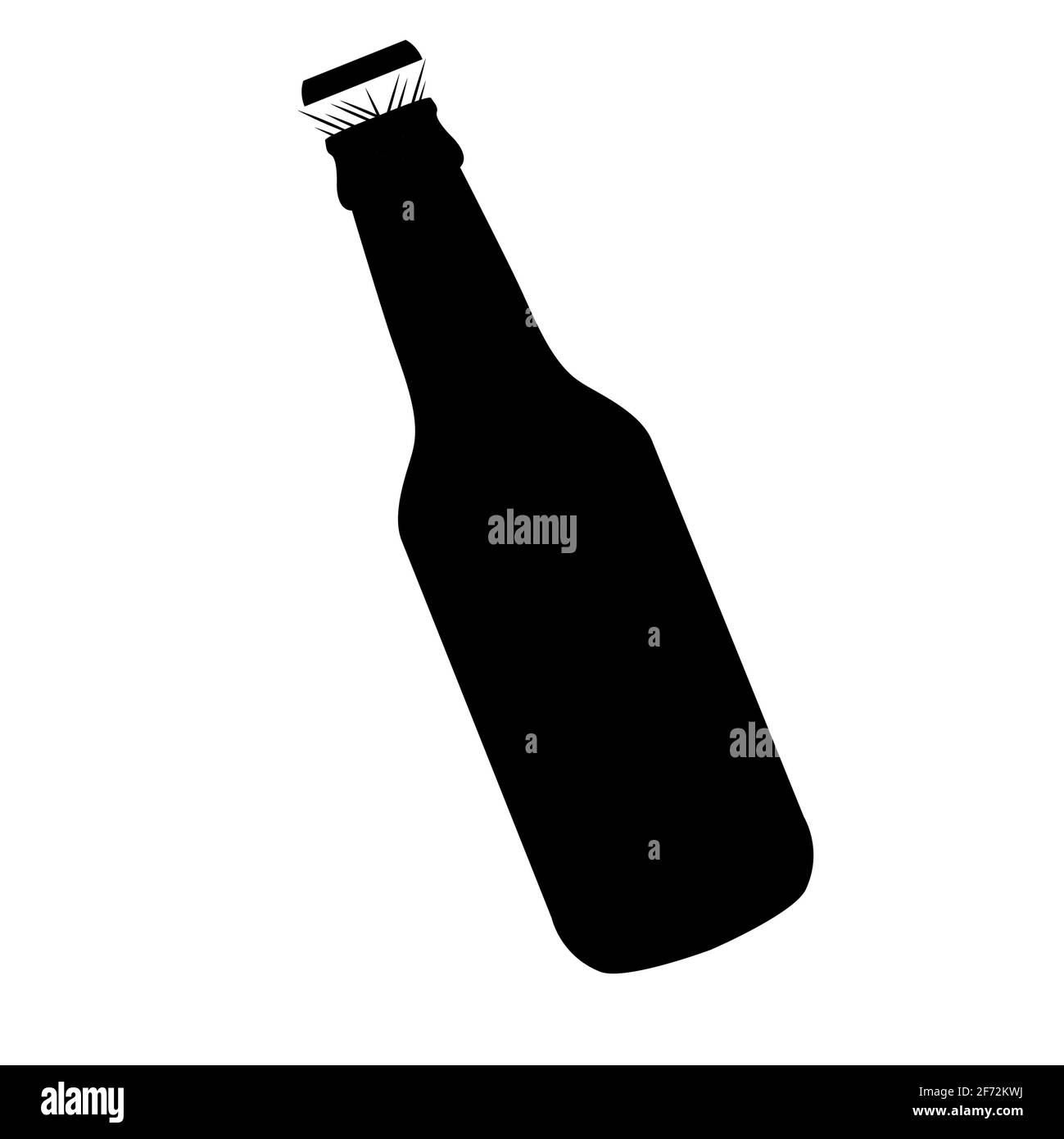 Icona di una bottiglia di birra piatta isolata su sfondo bianco . Illustrazione Vettoriale