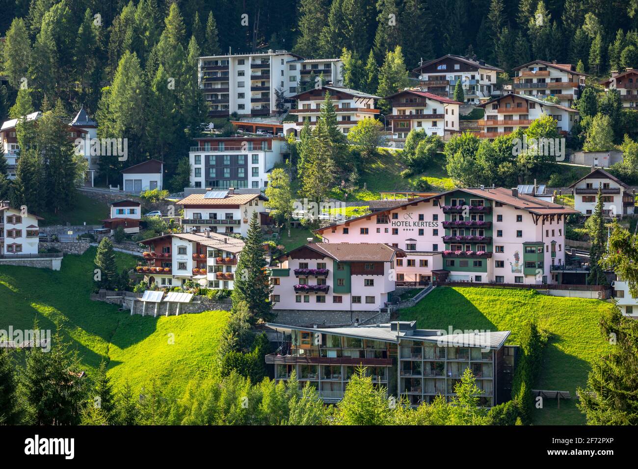 Panorama di St. Anton am Arlberg, Austria Foto Stock