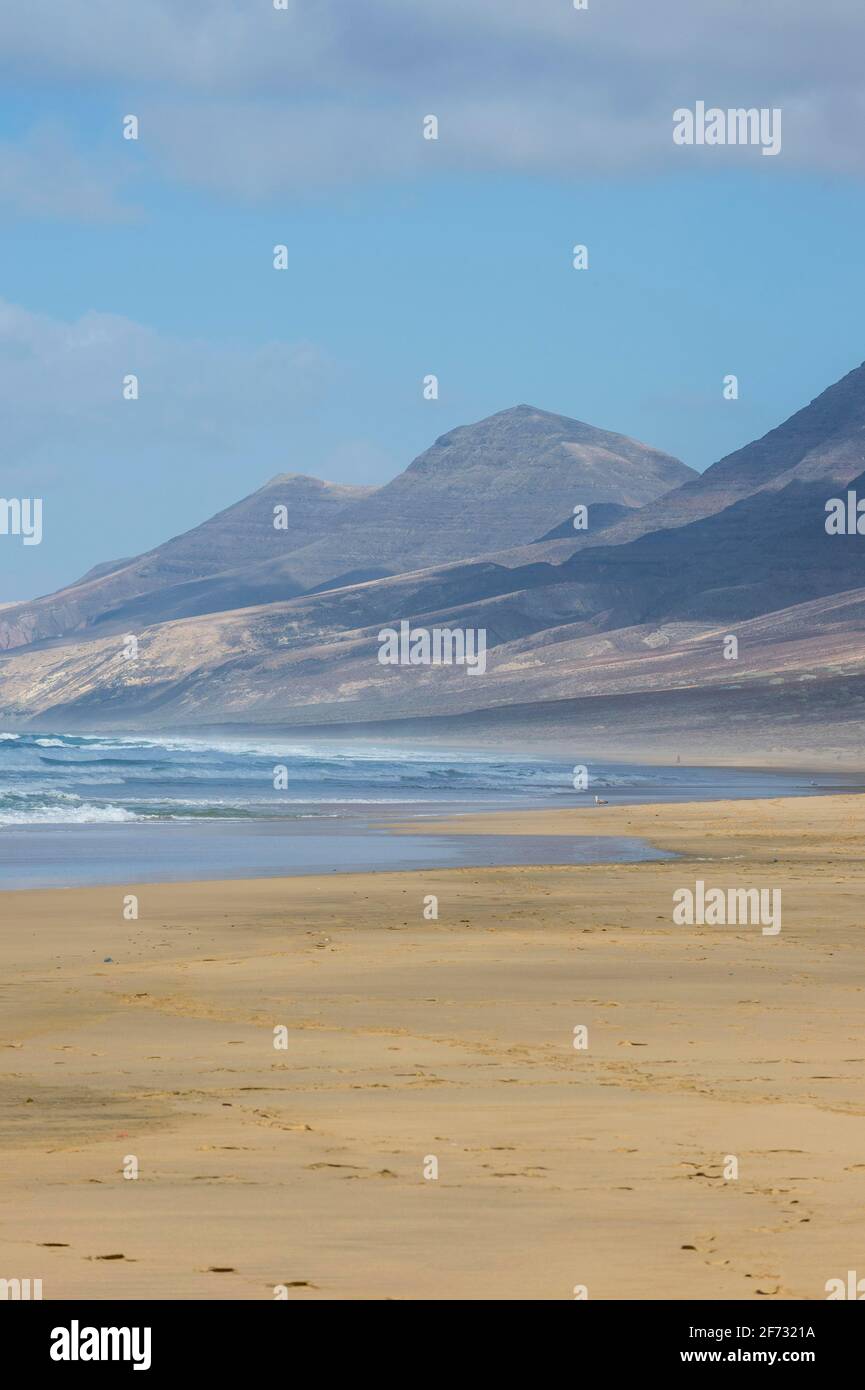Spiaggia remota di Cofete, Fuerteventura, isole Canarie, Spagna Foto Stock