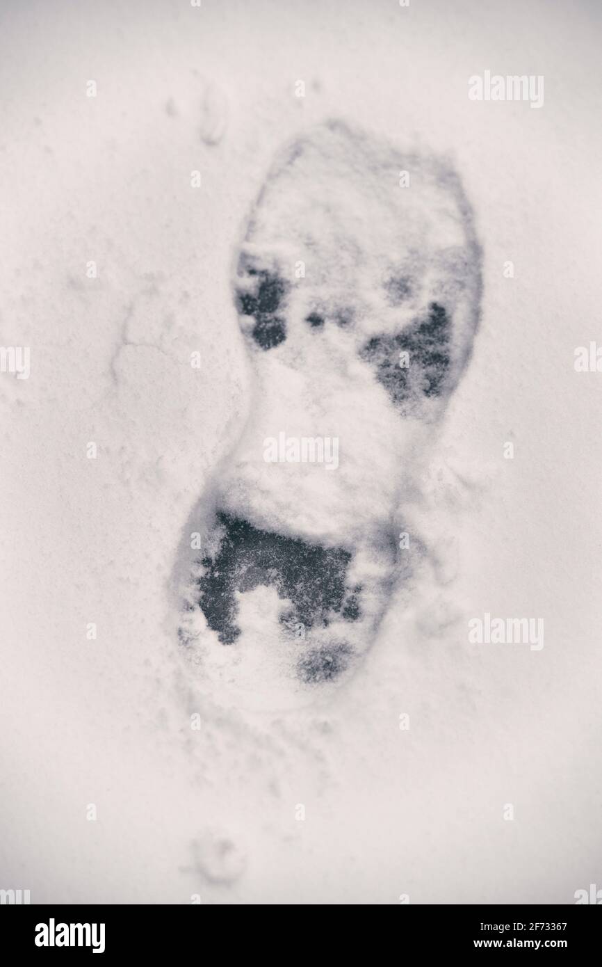 Dettaglio di una grande impronta nella neve Foto Stock