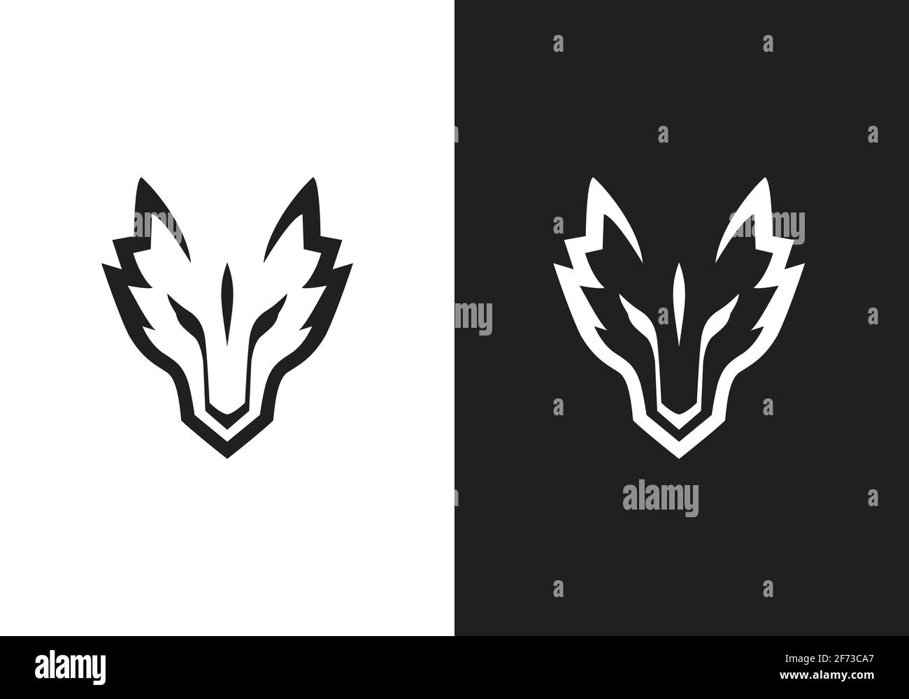 Modello con logo Fox. Collezione di icone in stile artistico piatto e lineare Illustrazione Vettoriale