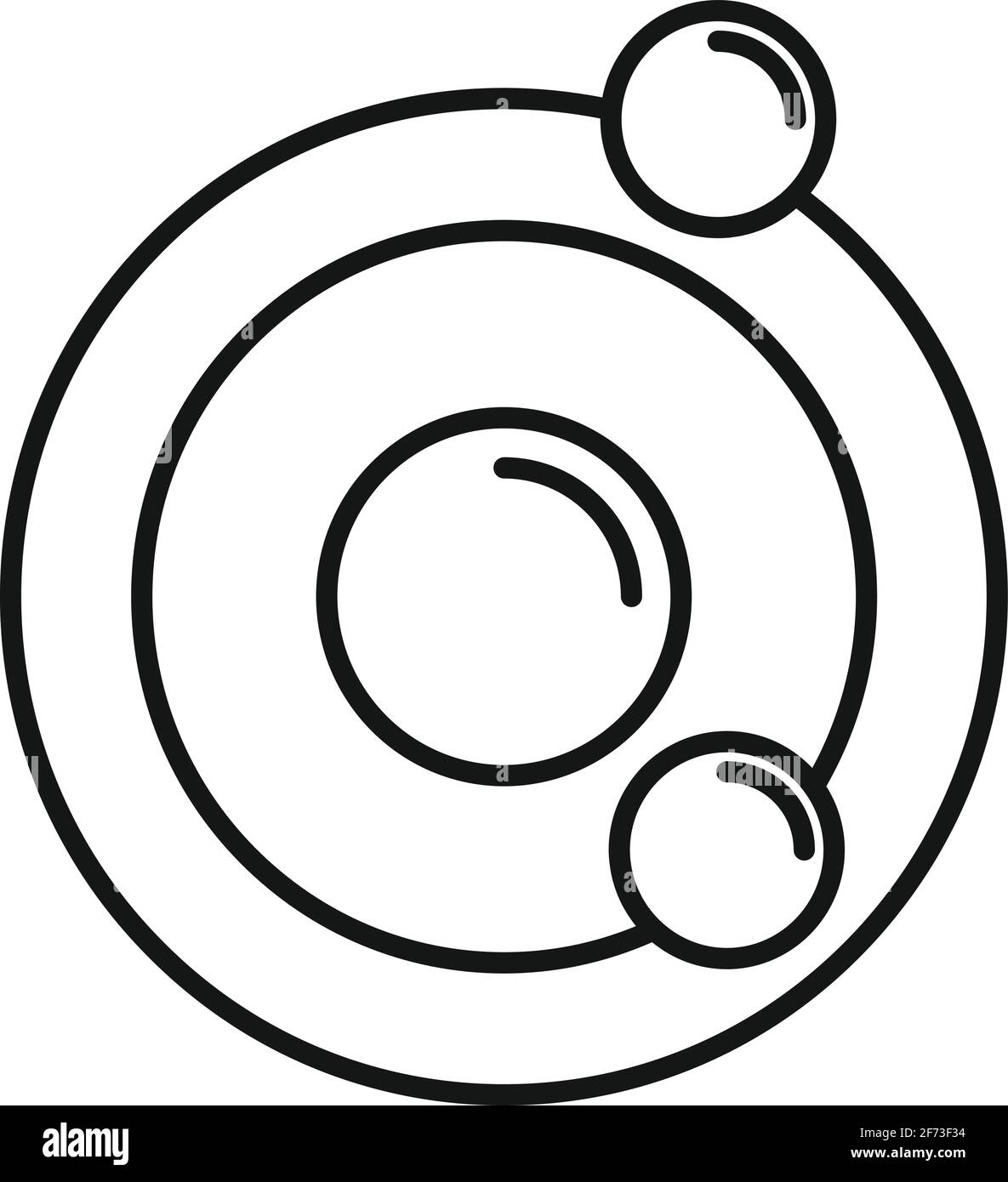 Icona atomo biofisica, stile contorno Illustrazione Vettoriale