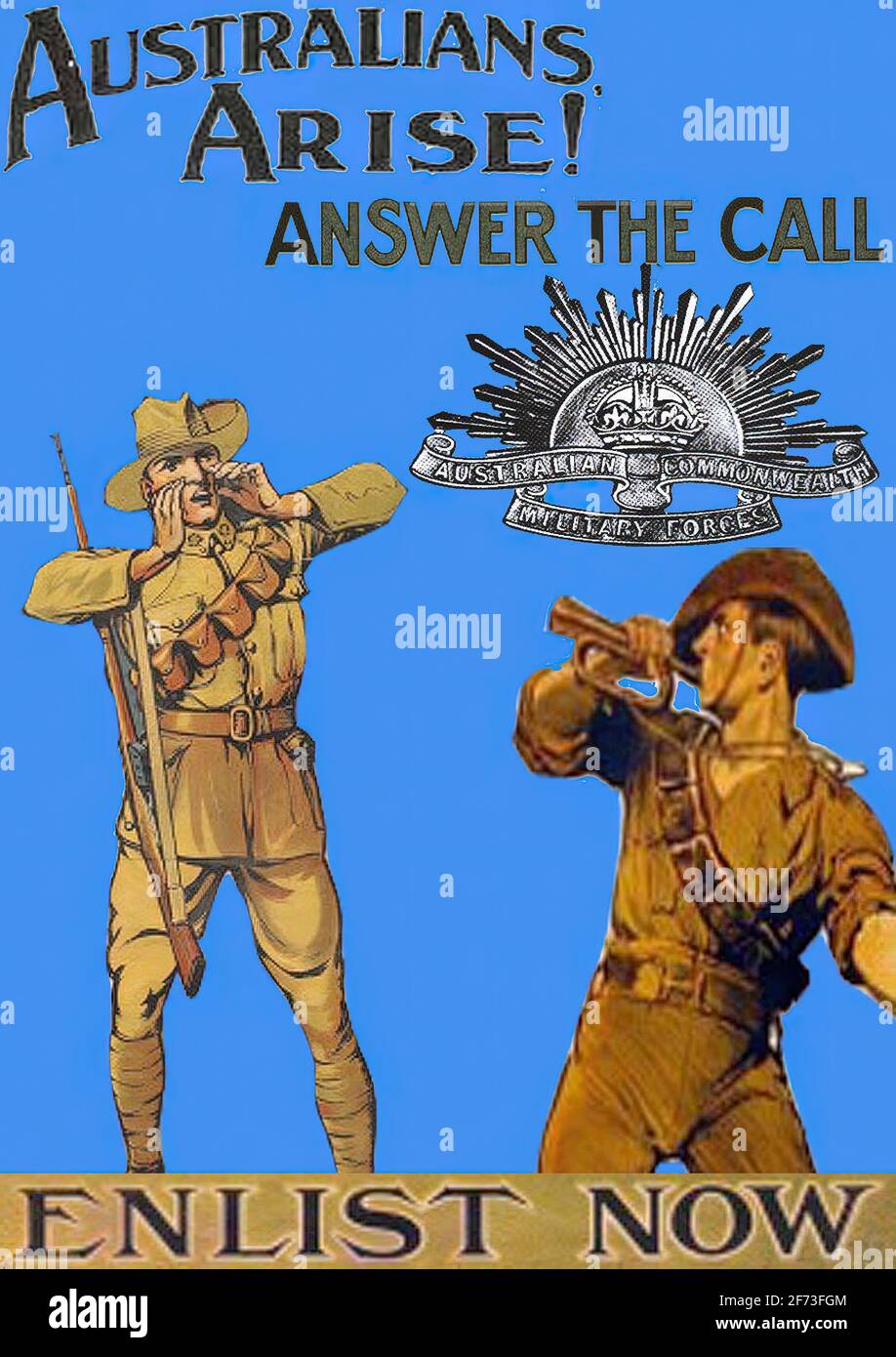 Un poster di reclutamento australiano della prima guerra mondiale d'epoca Foto Stock