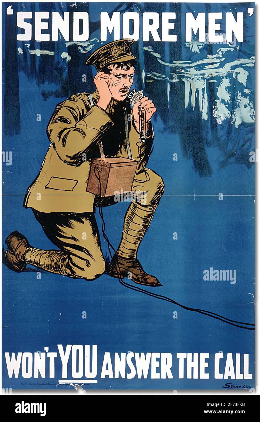 Un poster vintage di reclutamento della prima guerra mondiale Foto Stock