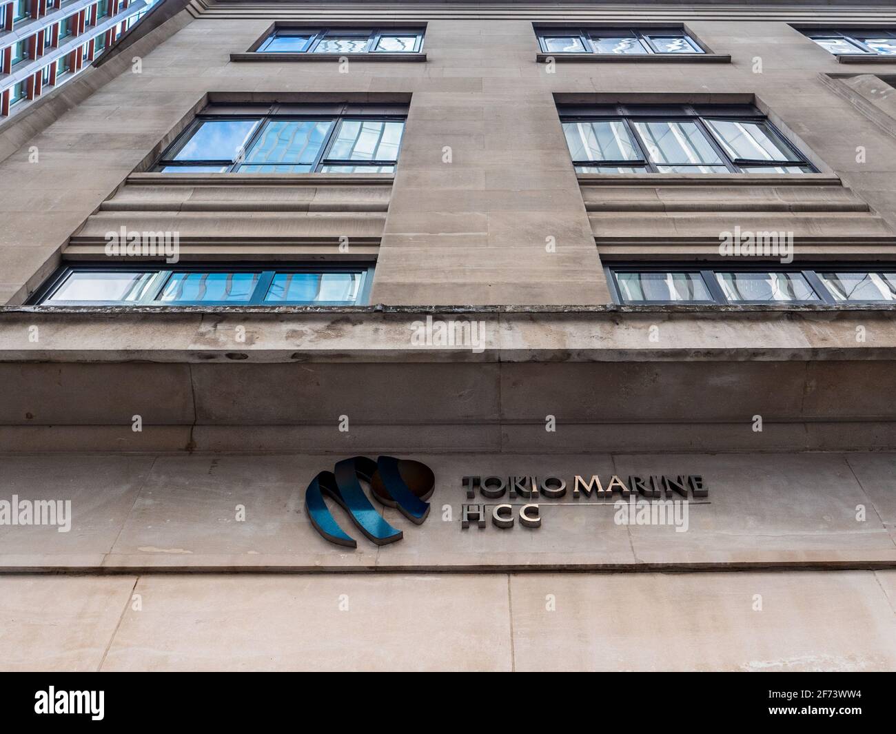 Uffici della Tokio Marine HCC Insurance Company nel distretto finanziario della città di Londra. Tokio Marine HCC è un gruppo internazionale di assicurazioni specialistiche. Foto Stock