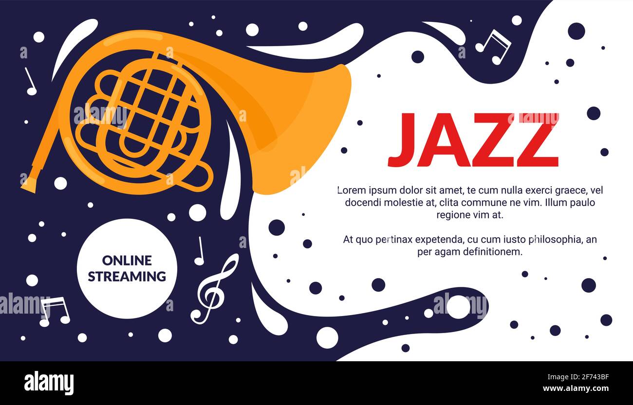 Volantino evento festival di musica jazz, annuncio di festa musicale, promozione spettacolo di festa Illustrazione Vettoriale