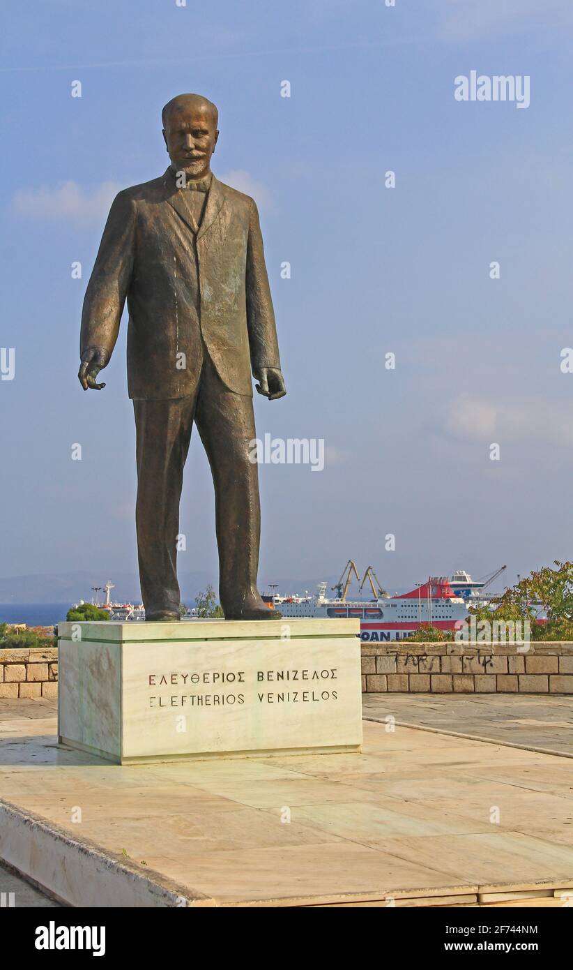 Statua di Eleftherios Venizelos a Heraklion, Creta, Grecia Foto Stock