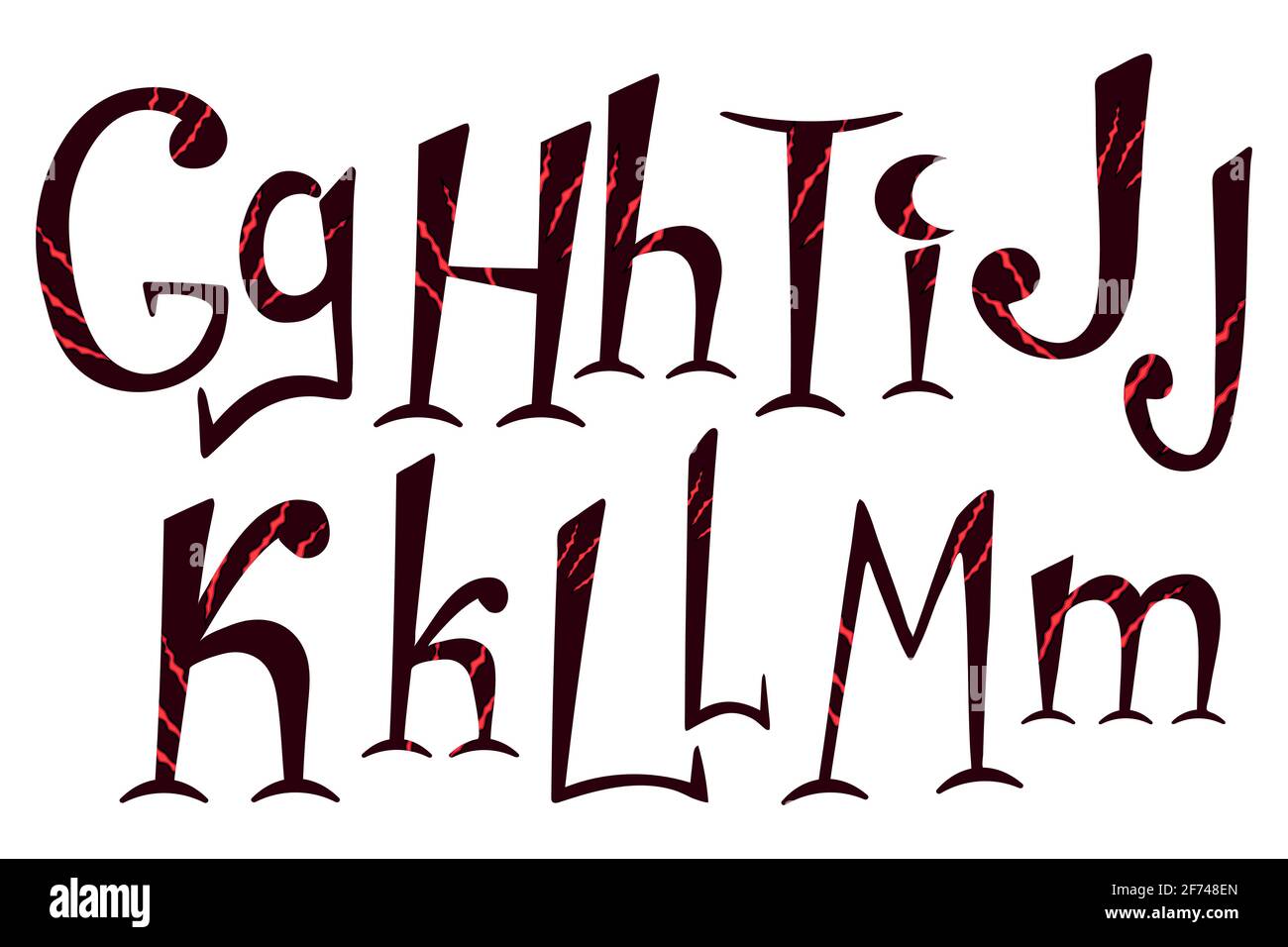 Alfabeto di scratch della bestia - g h i j k l lettere m. Illustrazione Vettoriale
