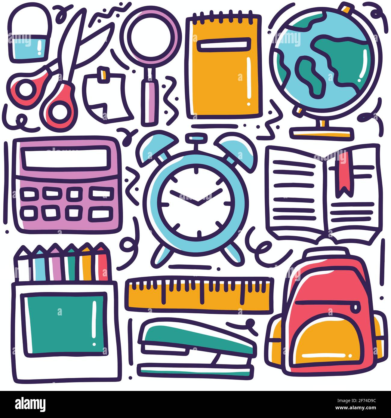 doodle set di disegni a mano sportivi Illustrazione Vettoriale