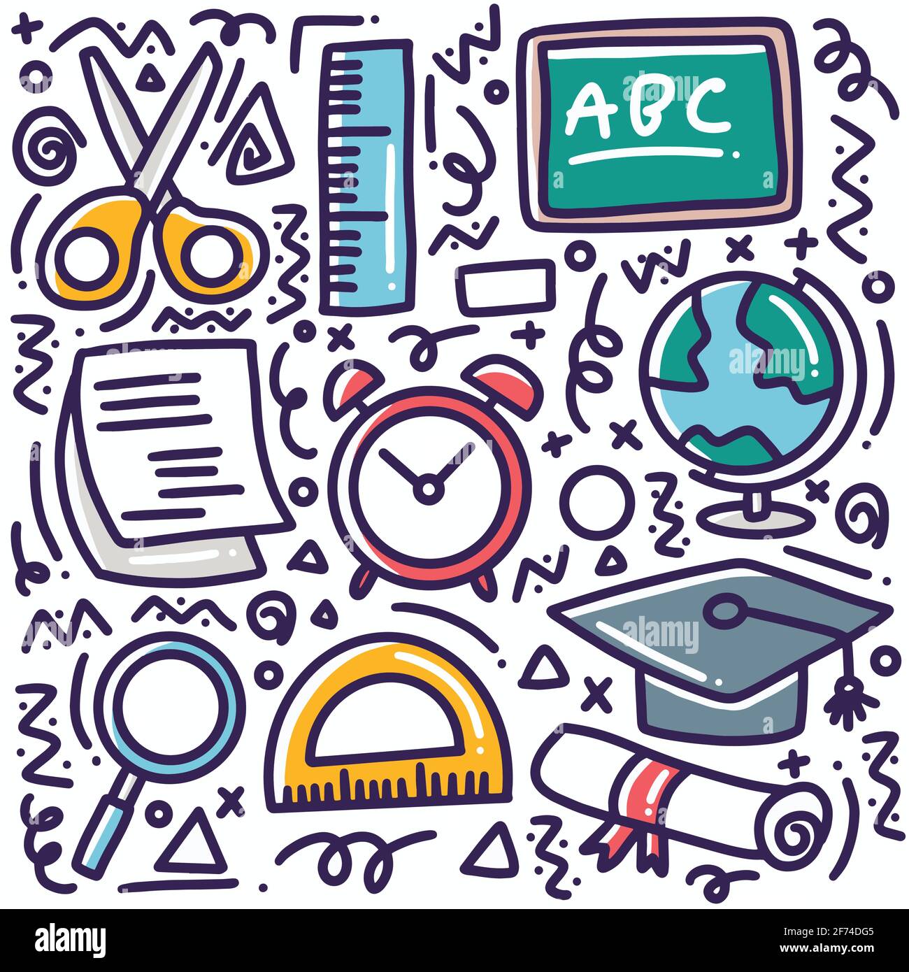 doodle set di disegni a mano sportivi Illustrazione Vettoriale