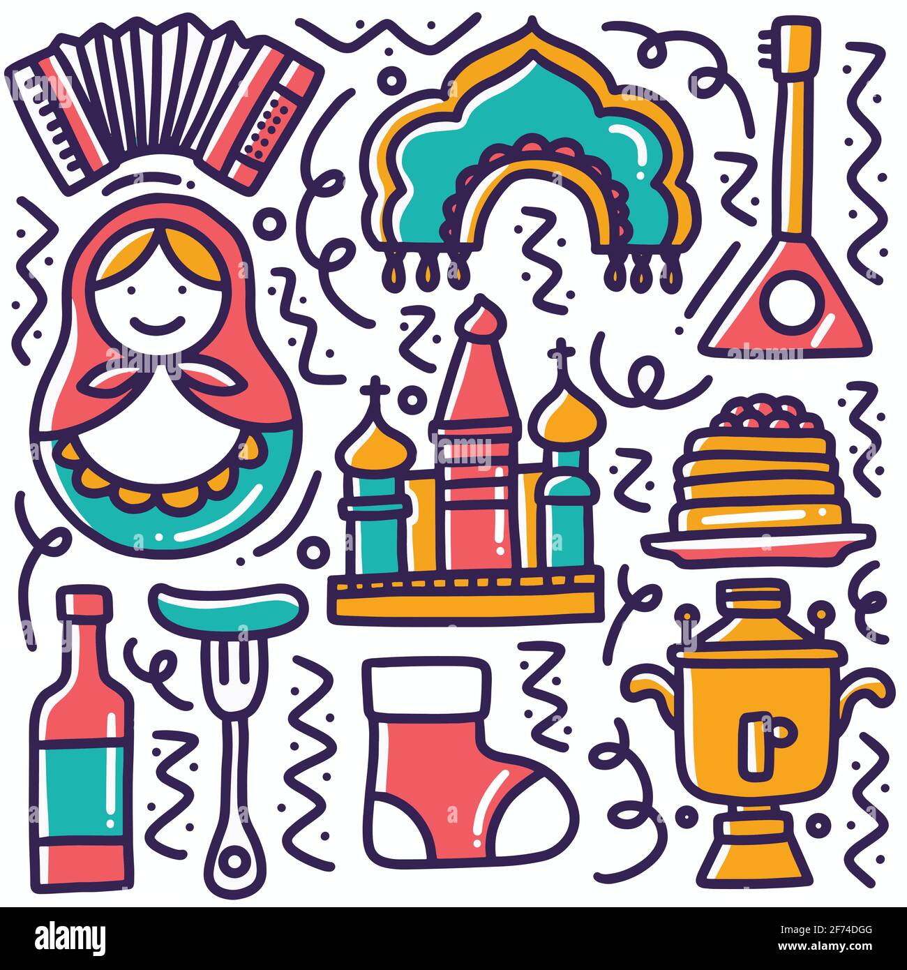 doodle tirato a mano thailandia vacanza Illustrazione Vettoriale