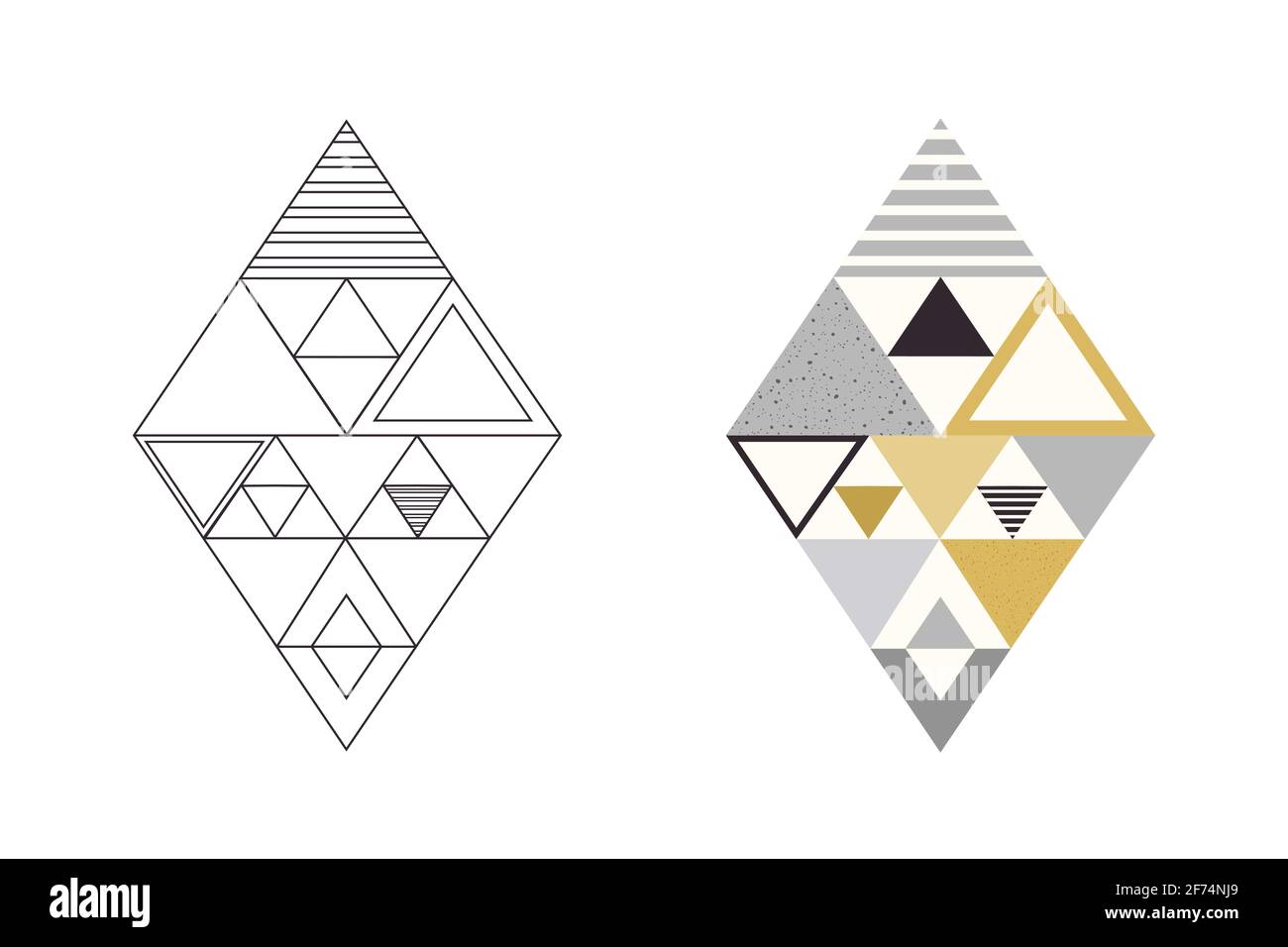 Modello astratto di forme geometriche in stile colorato e lineare. Illustrazione vettoriale Foto Stock