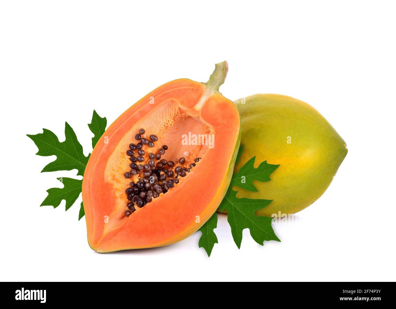 La papaia isolato su bianco backgroound. Foto Stock