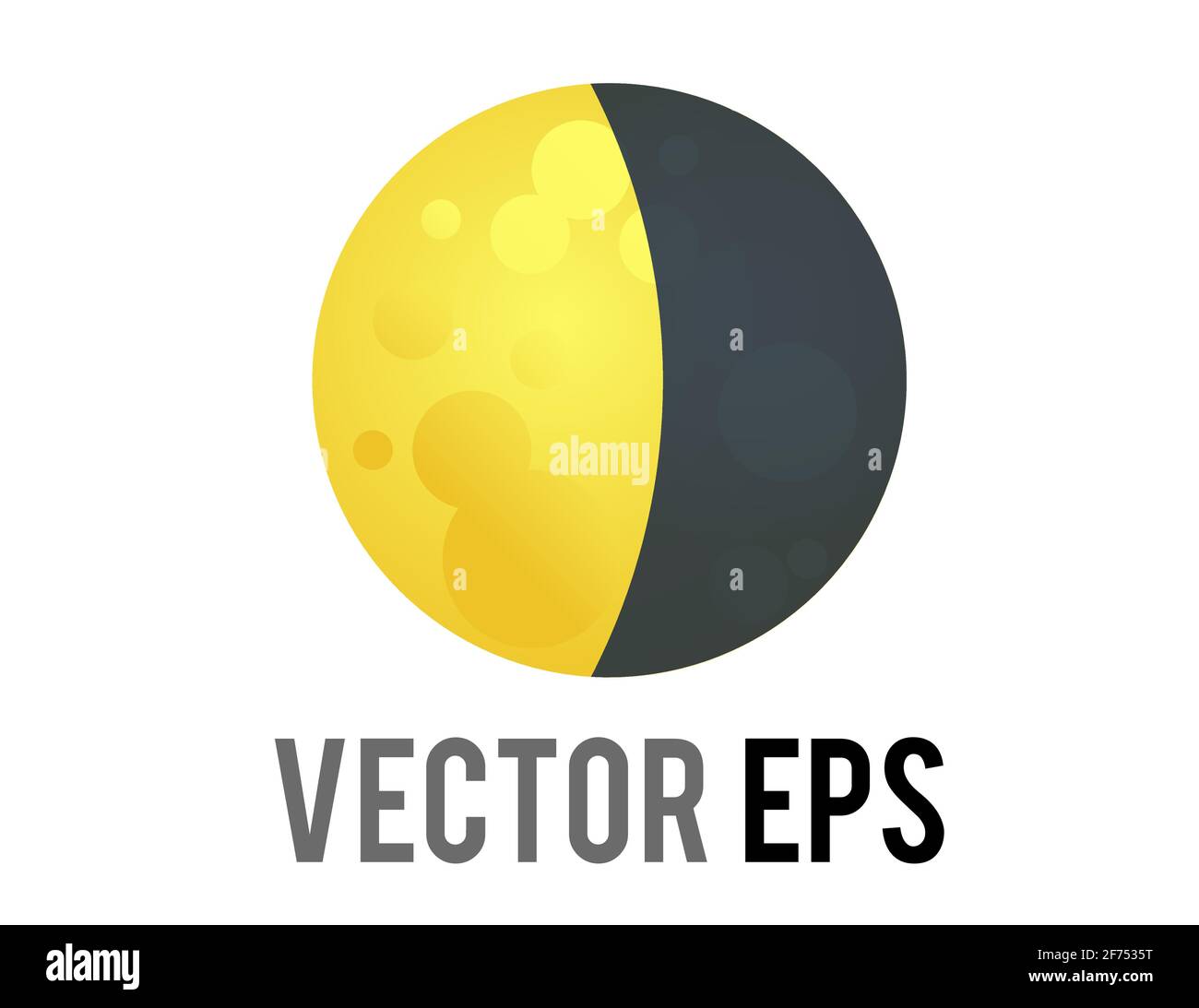 L'icona della mezzaluna del vettore isolato, giallo dorato, rappresenta la notte, lo spazio esterno e l'astronomia Illustrazione Vettoriale