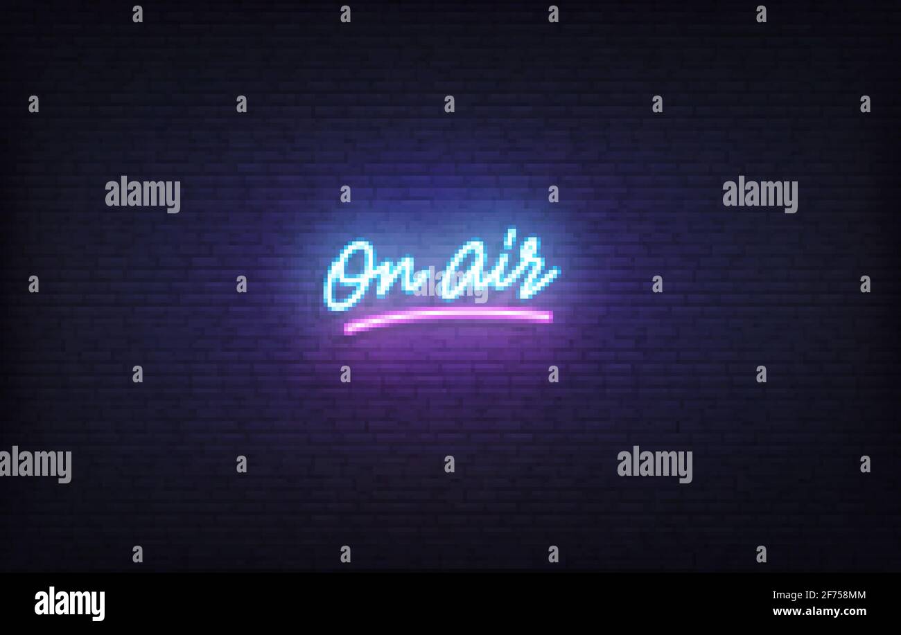Sul cartello Air neon. Scritta in neon brillante sul modello Air Illustrazione Vettoriale