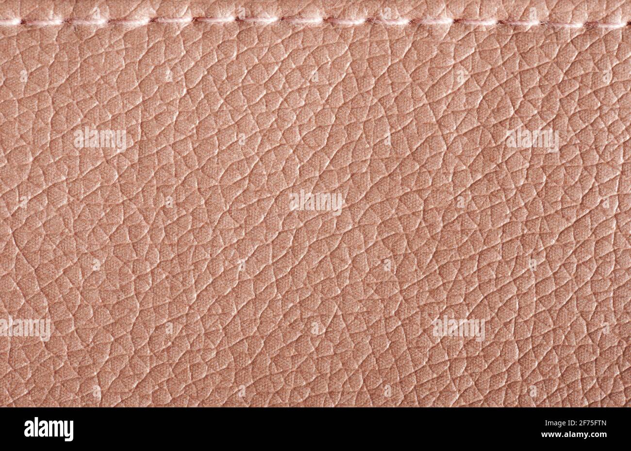 Tessuto in pelle con cuciture. Superficie di pelle di mucca di colore beige Foto Stock