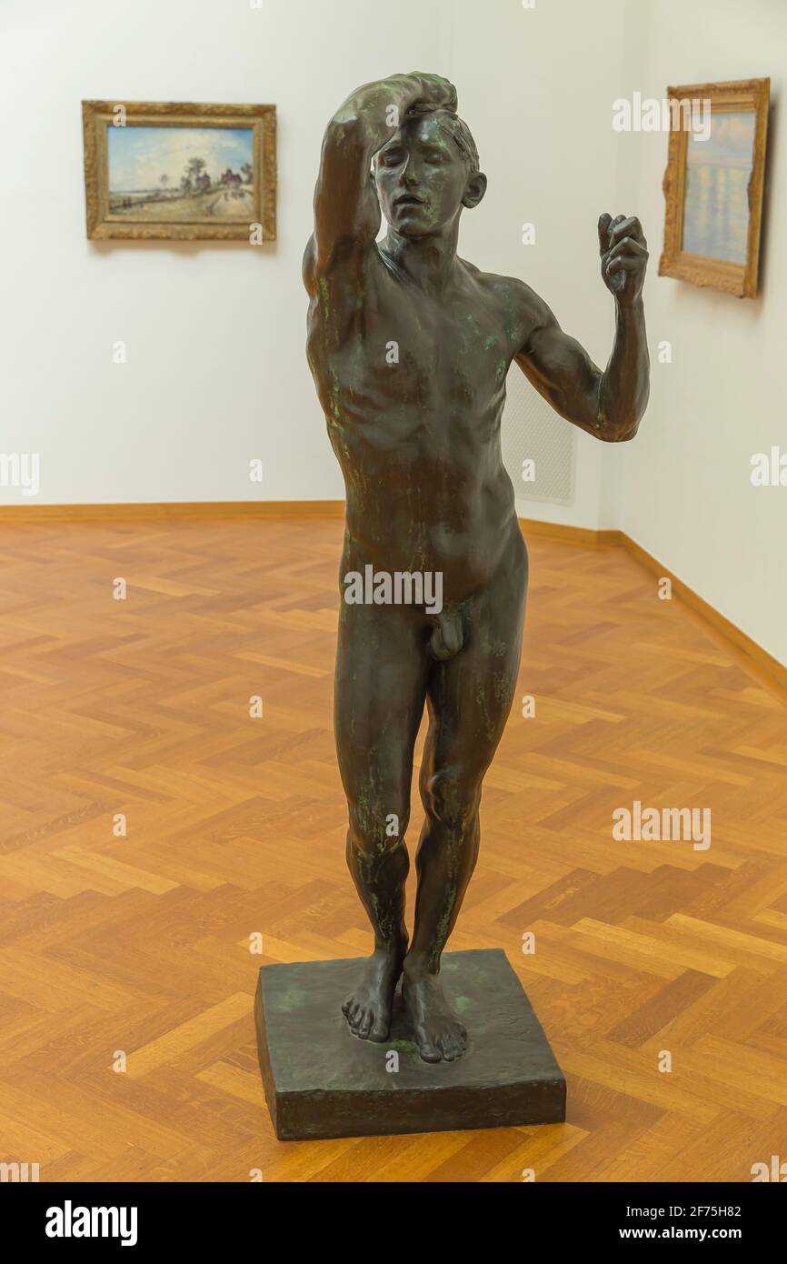 L'età del bronzo, di Auguste Rodin, 1876, Gemeentemuseum, l'Aia, Paesi Bassi, Europa Foto Stock