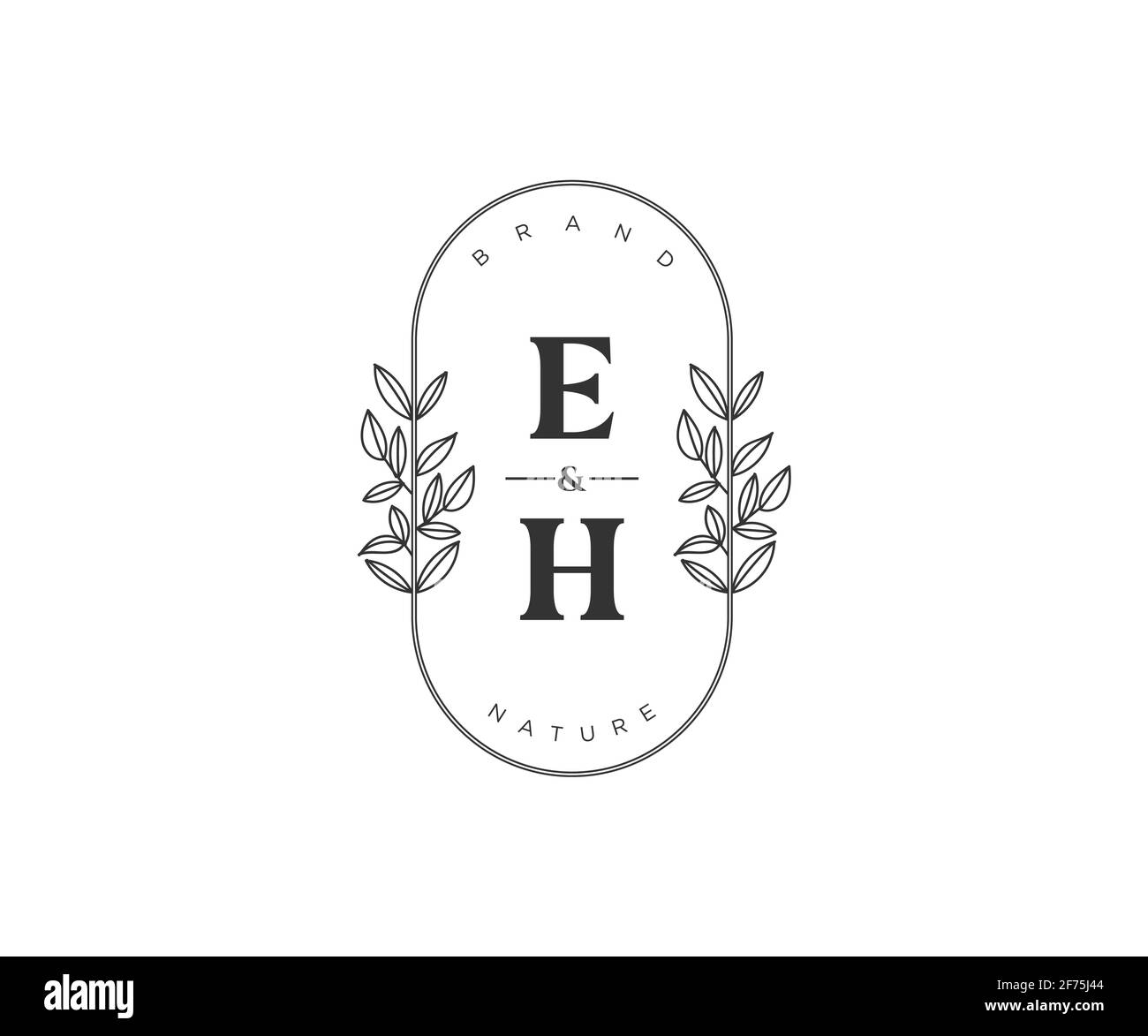 EH lettere bello floreale femminile modificabile monolina logo prefatto adatto per spa salone pelle capelli bellezza boutique e società cosmetica. Illustrazione Vettoriale