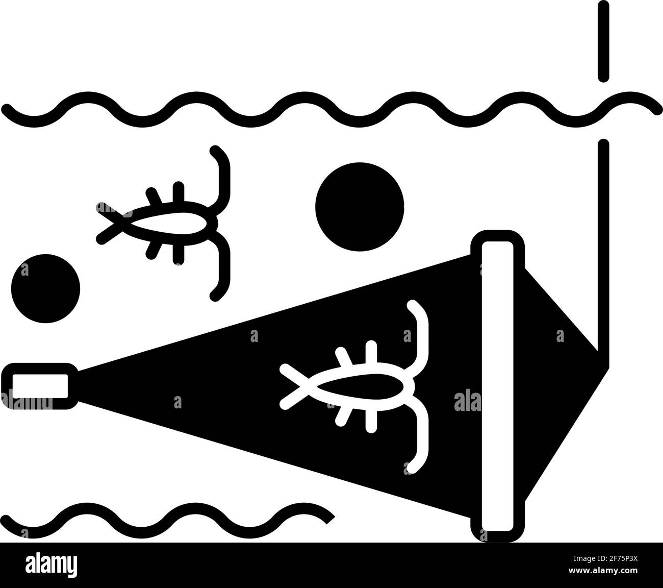 Icona lineare nera zooplancton net Illustrazione Vettoriale