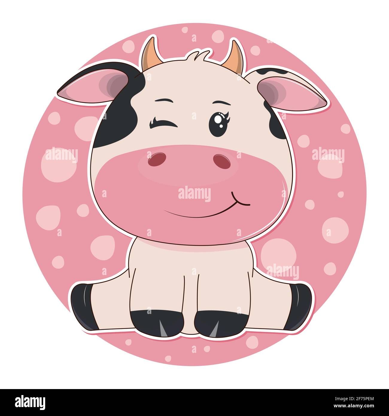 Carino mucca di cartone animato isolato su uno sfondo rosa Immagine e  Vettoriale - Alamy