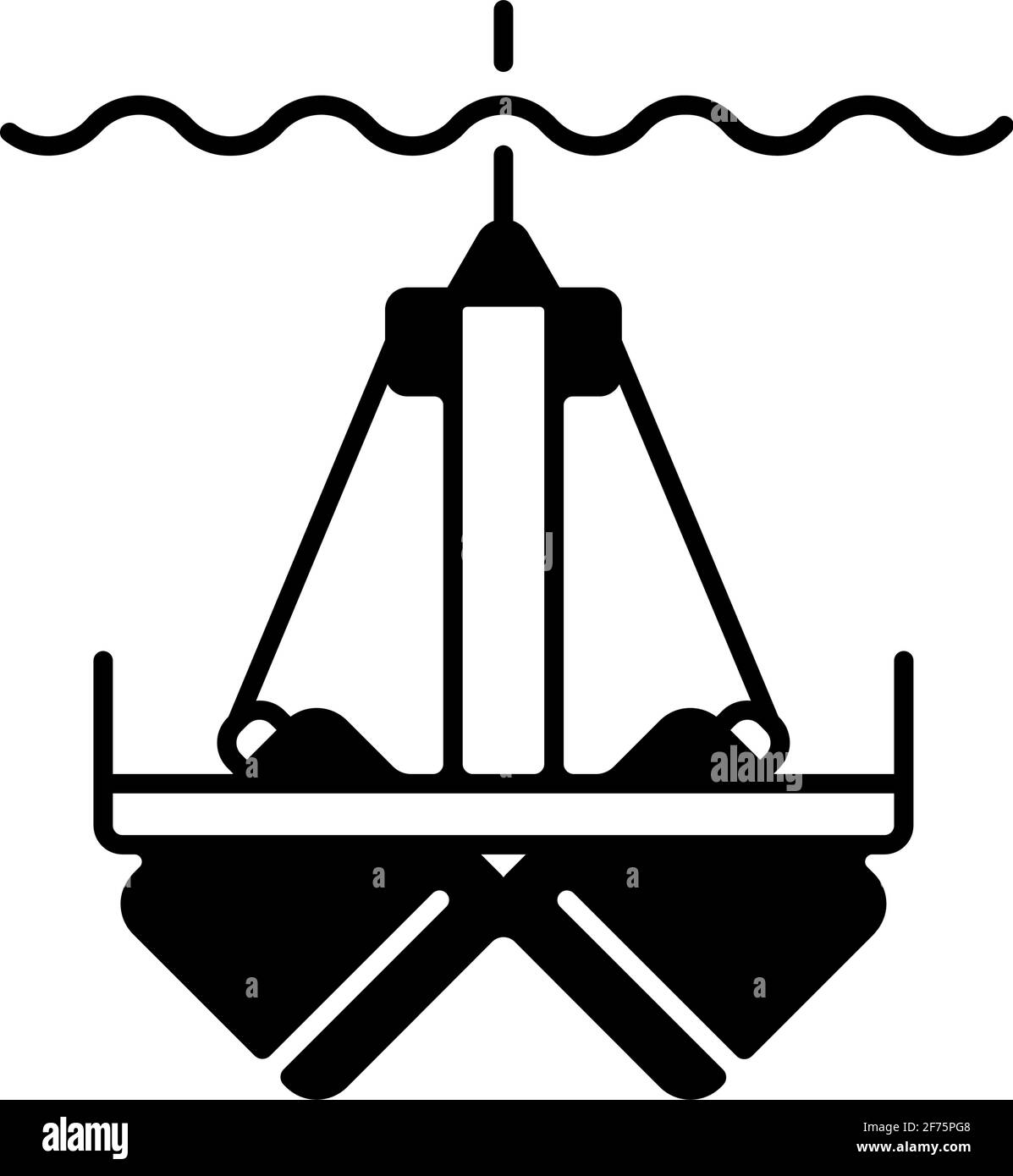 Icona lineare nera campionamento sedimenti Illustrazione Vettoriale