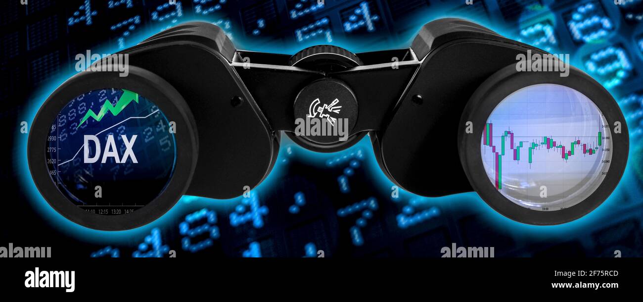 Börse DAX Fernglas Konzept symbolisch Banner Foto Stock