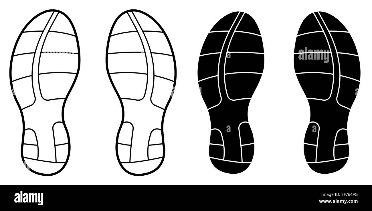 suola per sneaker sportive, scarpe da running. Uno stile di vita sano e attivo. Vettore in bianco e nero Illustrazione Vettoriale