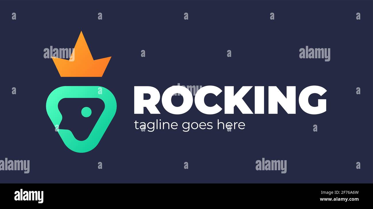 Logo del razzo del re. Logo Simple Rocket e King Crown Vector. Illustrazione Vettoriale