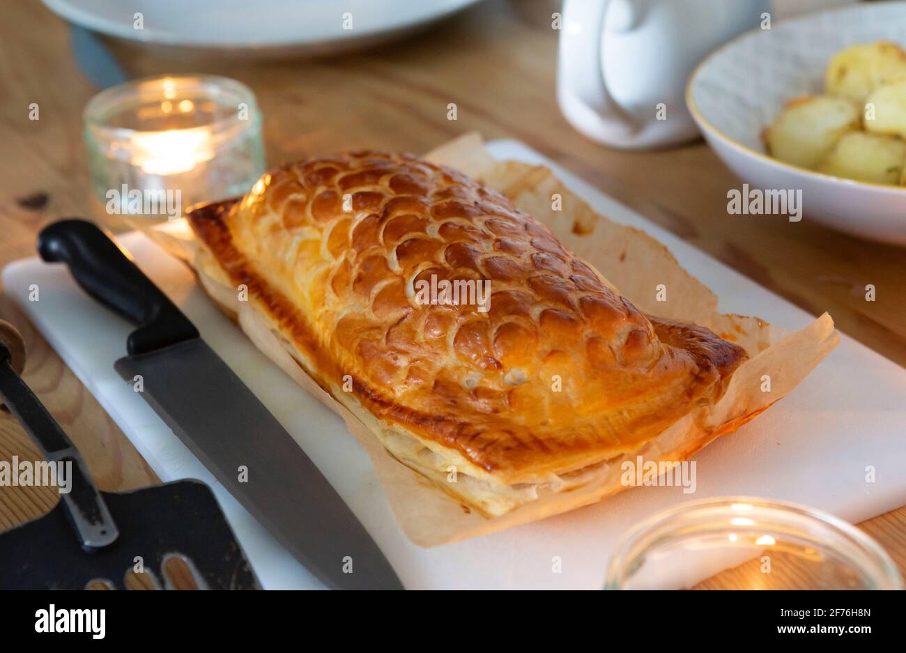 Salmone en crostino Foto Stock