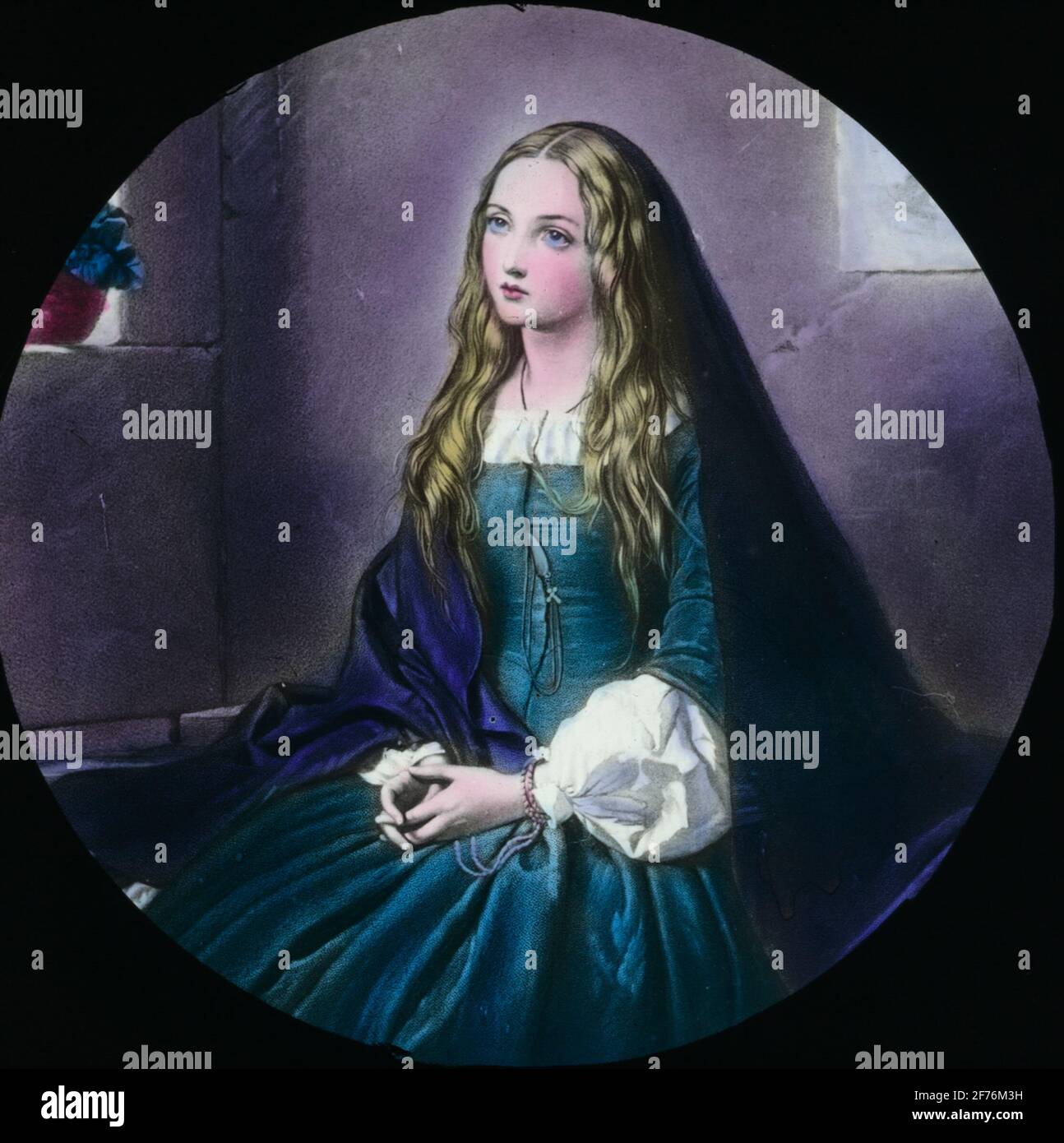 Icona skiolet colorata con motivi di donna sconosciuta. Foto Stock