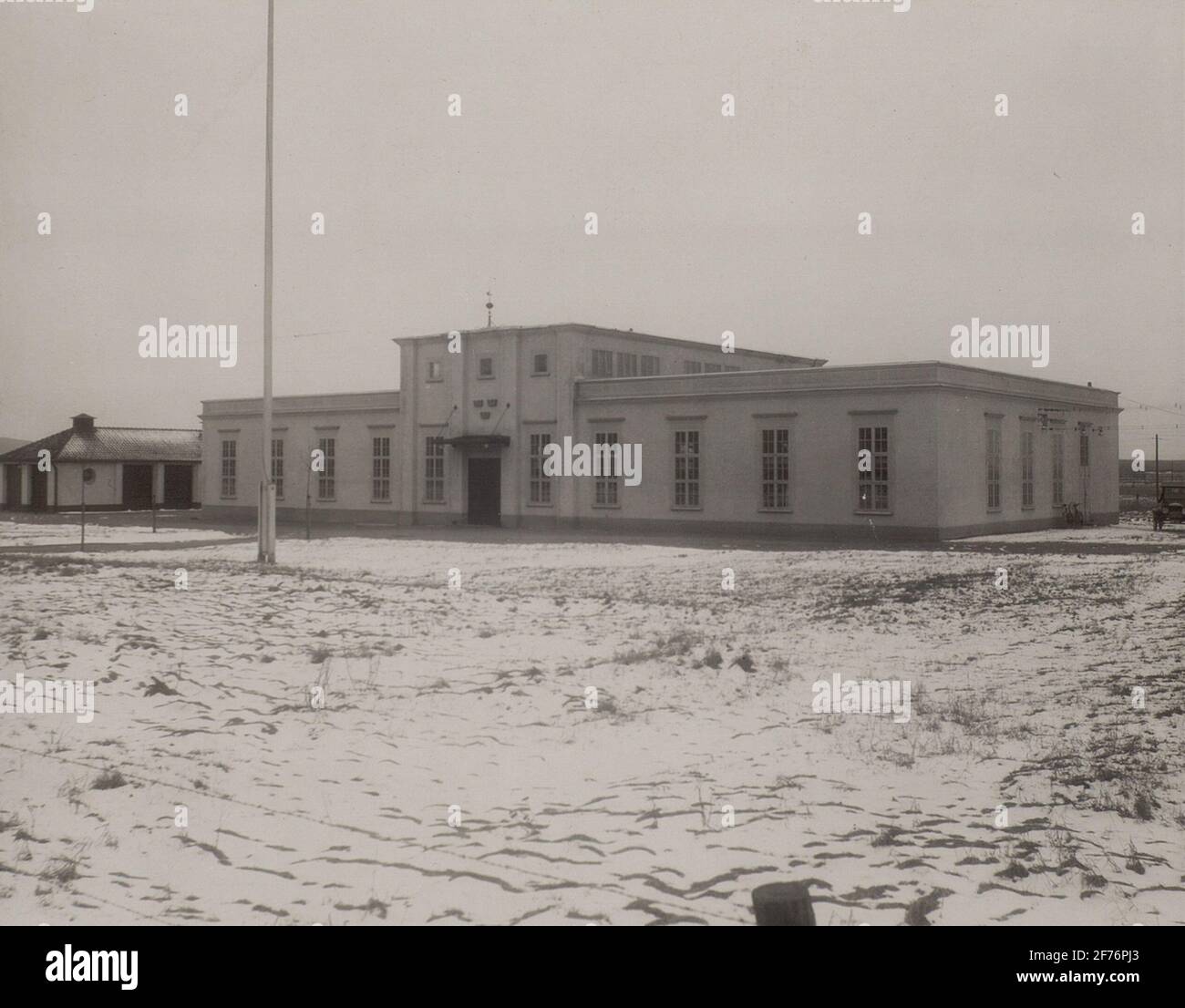 Esterno dell'edificio della stazione alla stazione radiofonica di Varberg. 1930. (Grimeton). Foto Stock