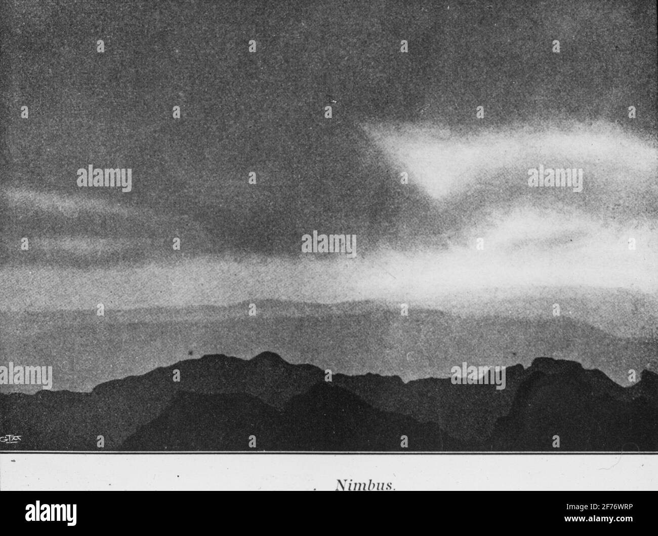 Immagine Skiopticone con motivi che toccano diversi tipi di nuvole. Nimbus. Foto Stock