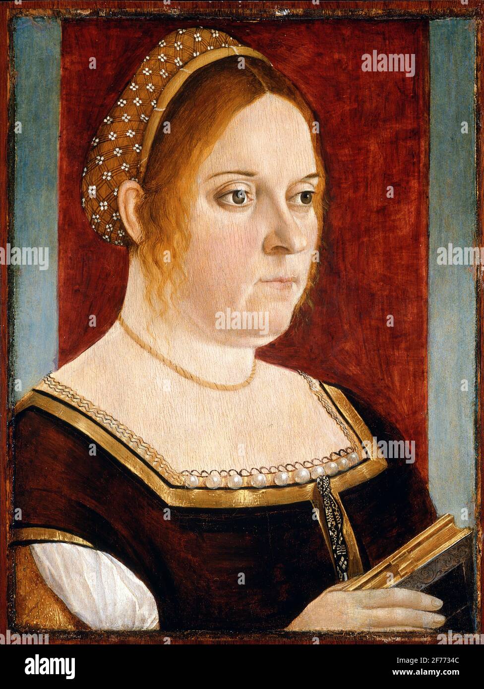 Ritratto di una Signora con un Libro del pittore italiano Vittore Carpaccio (c. 1465-1525/1526), olio su pannello, c. 1495 Foto Stock