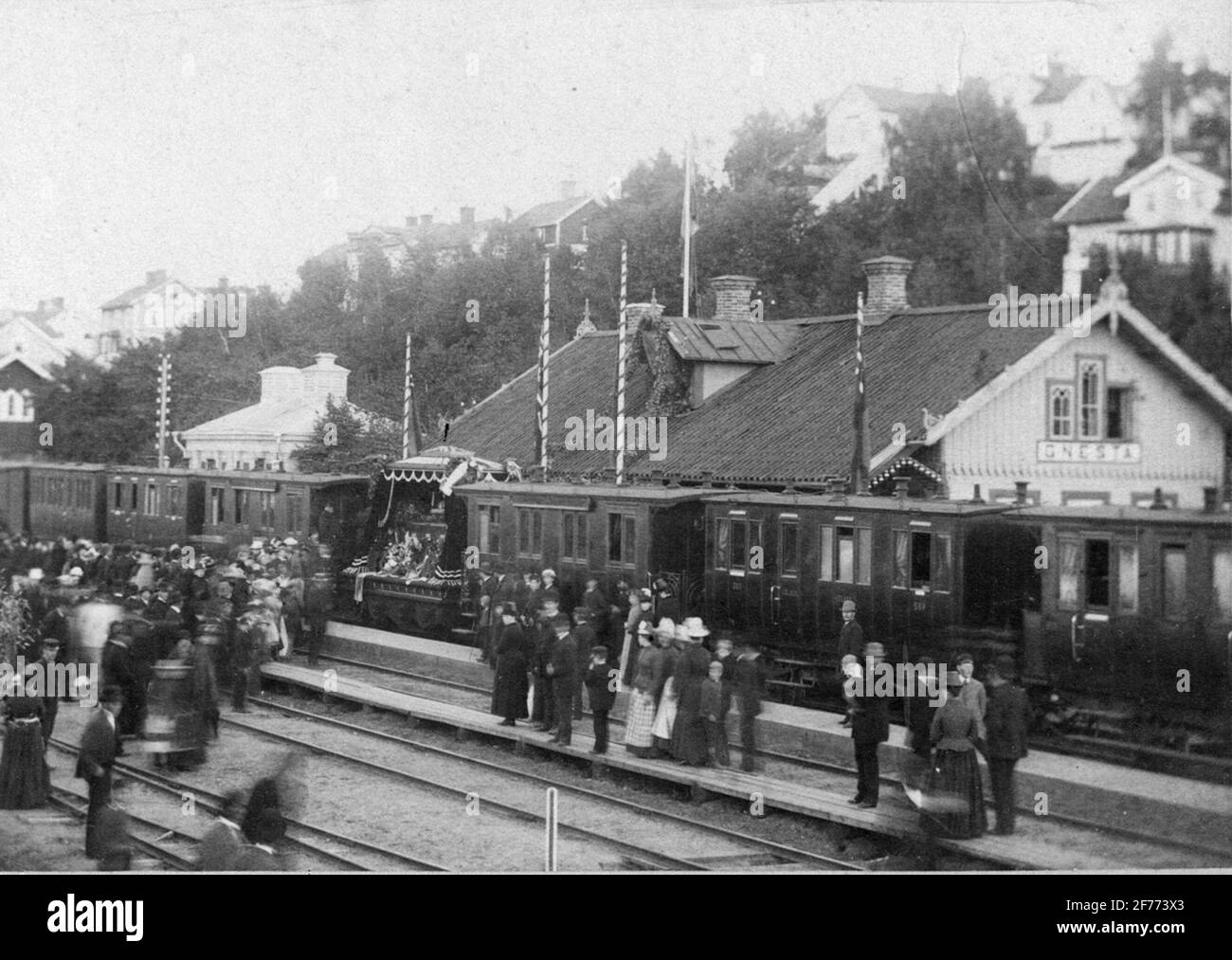 La polvere di John Ericsson alla stazione di Gnesta, strada da Stoccolma a Filipstad. Foto Stock
