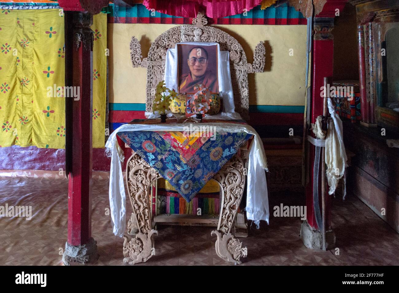 Zanskar, India. All'interno del monastero buddista tibetano Foto Stock